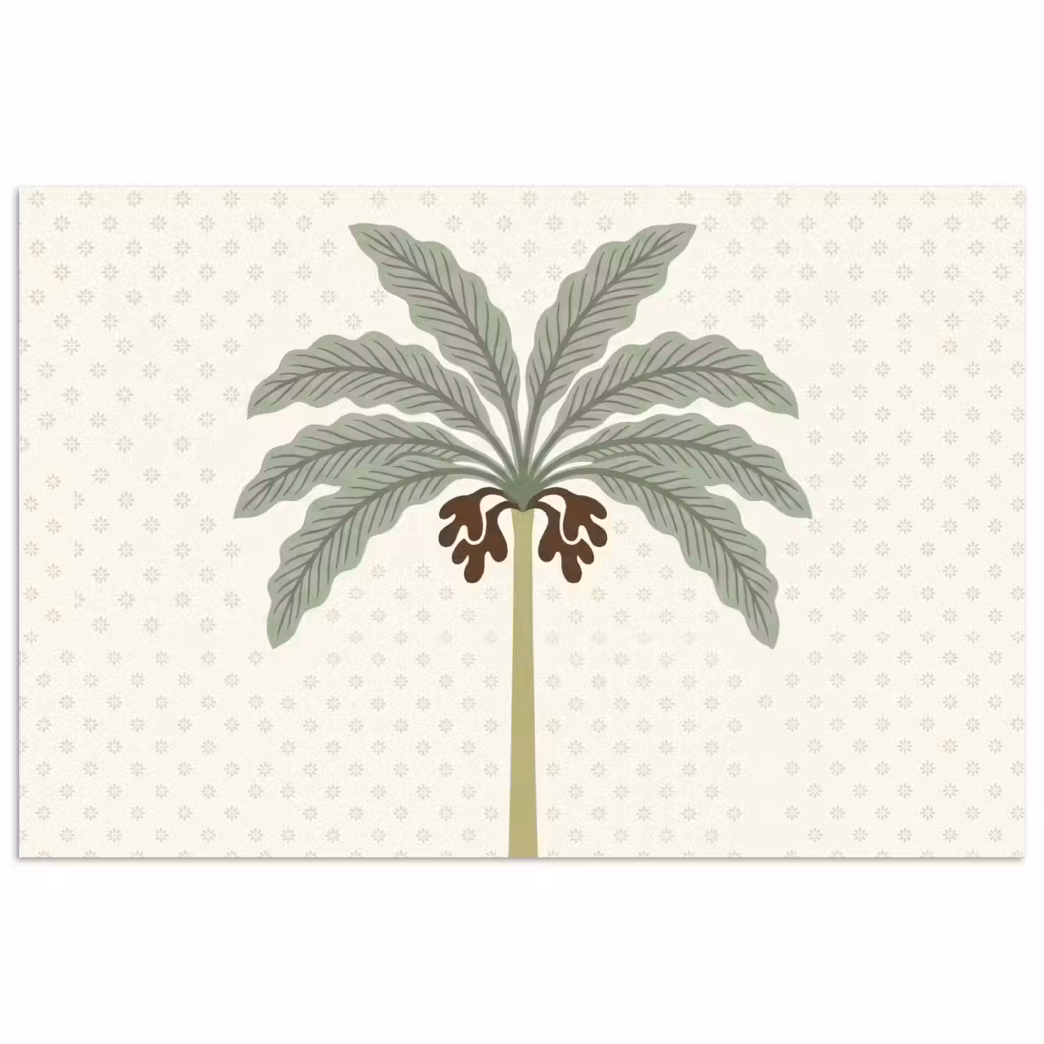 Boom - Bladeren - Groen - Decoratief - Beige poster papier klein -3d