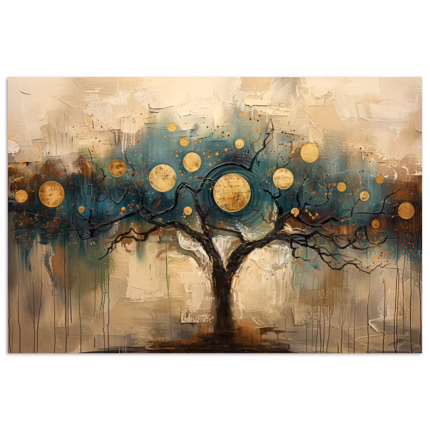 Boom - Kunst - Maan - Watercolor poster papier klein -3d
