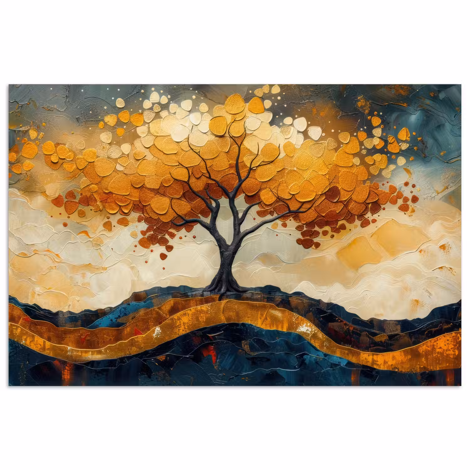 Boom - Natuur - Goud - Modern poster papier klein -3d