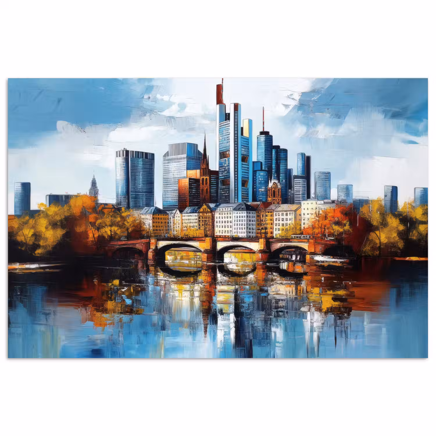 Bomen Frankfurt- Stad - Skyline - Brug poster papier klein -3d