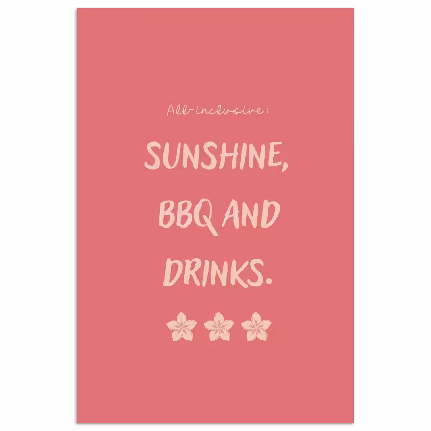 BBQ - Quote - Roze - Zomer poster papier klein -3d