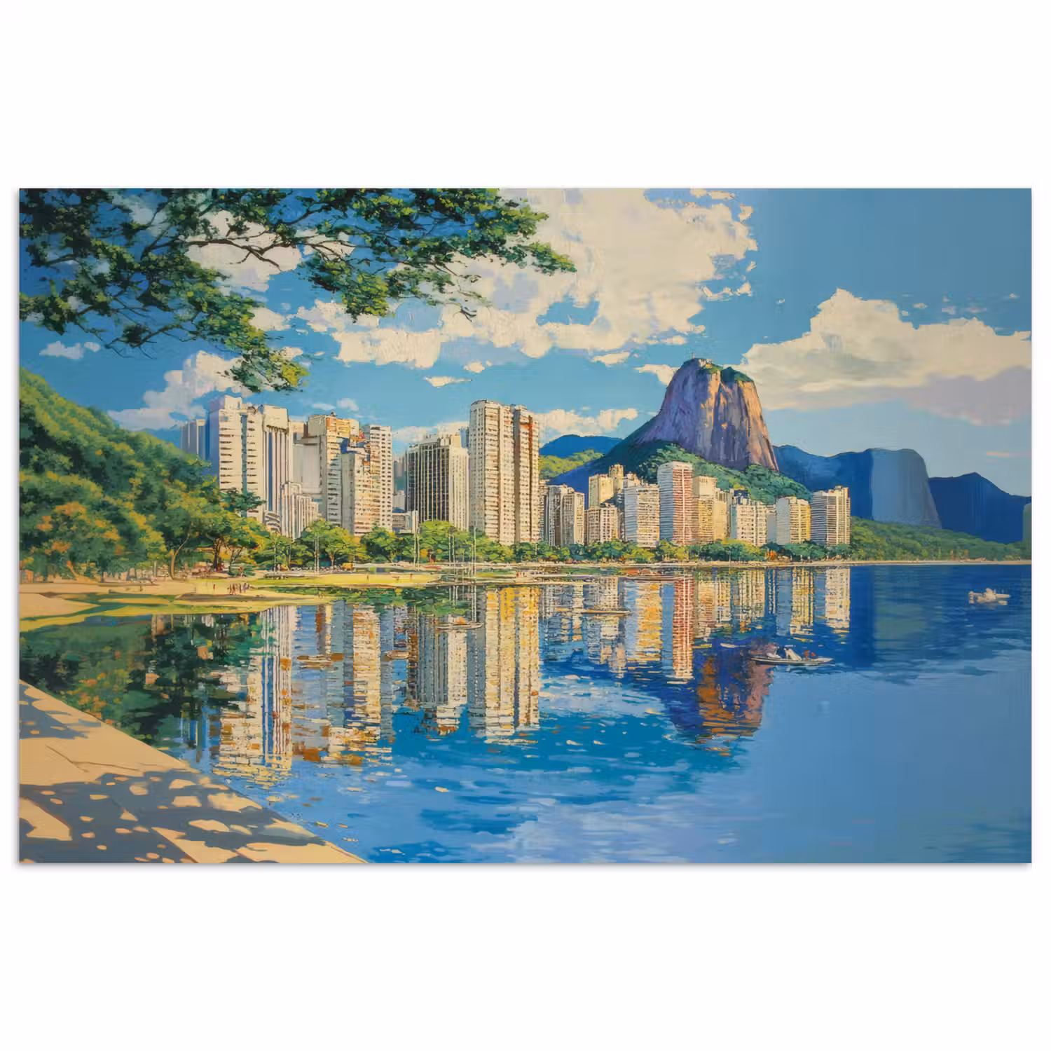 Berg - Skyline - Strand - Water poster papier klein -3d