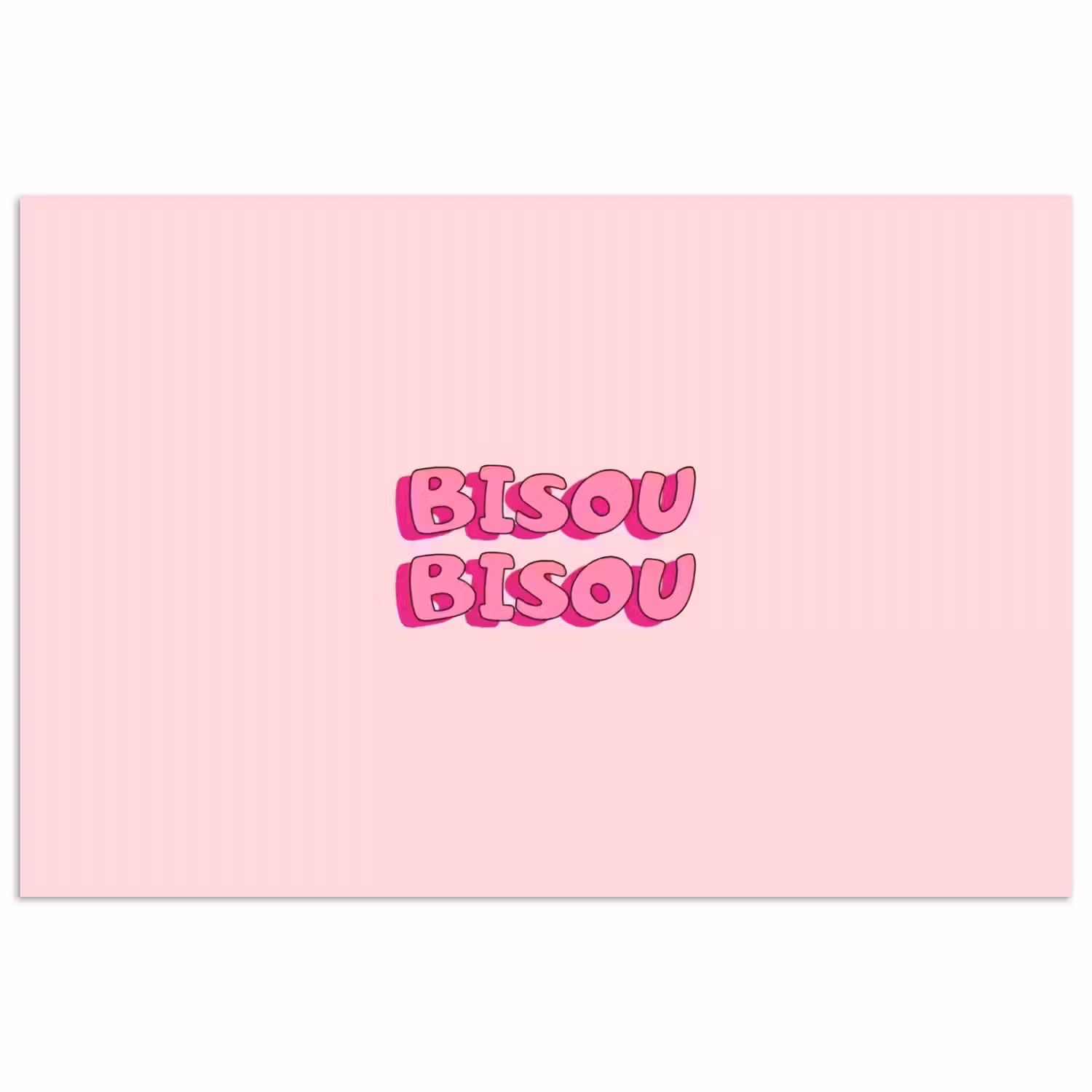 Bisou - Roze - Schaduw poster papier klein -3d