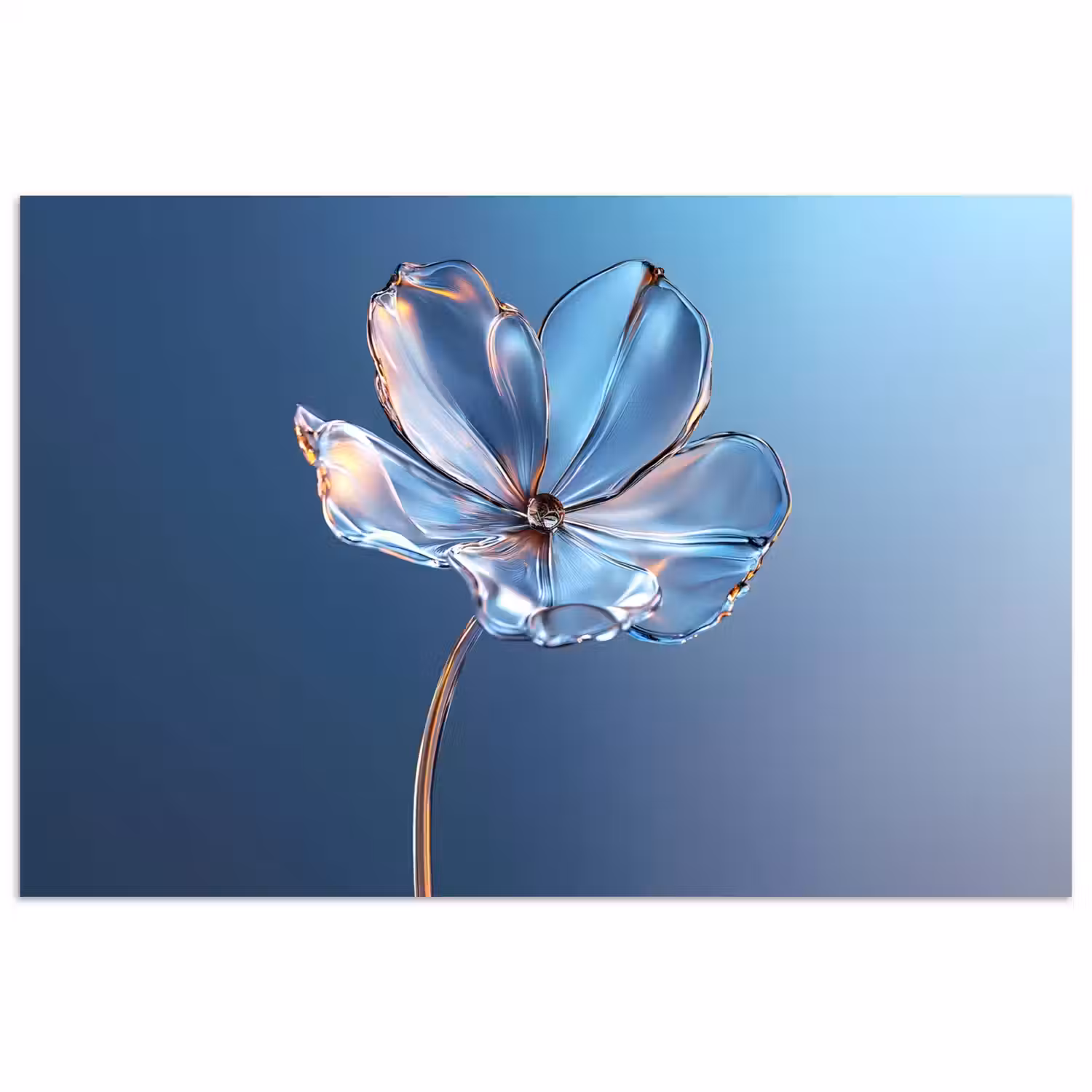 Blauw - Bloem - Glazen - Sierlijk poster papier klein -3d