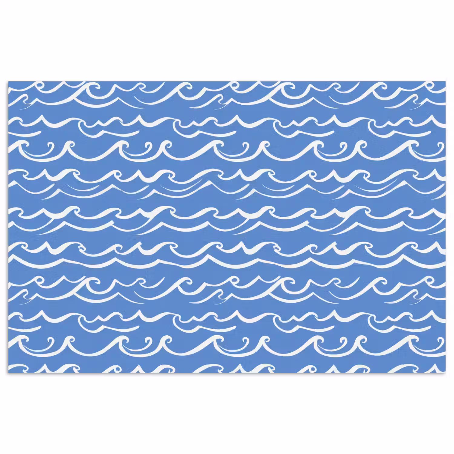 Blauw - Wit - Simpel - Getekend - Golven poster papier klein 62 -3d