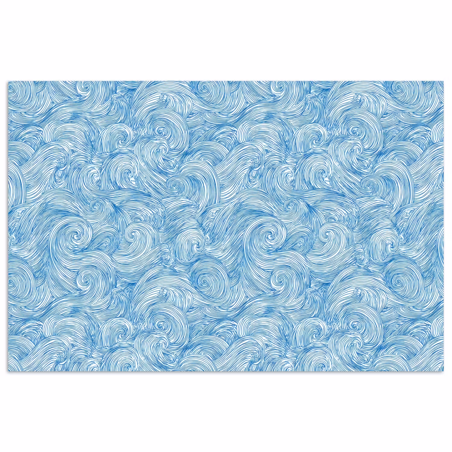 Blauw - Wit - Spiraal - Golven - Lijnen poster papier klein 62 -3d
