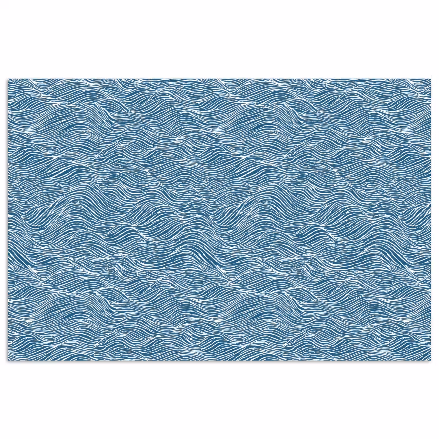 Blauw - Wit - Golven - Getekend - Textuur poster papier klein 62 -3d