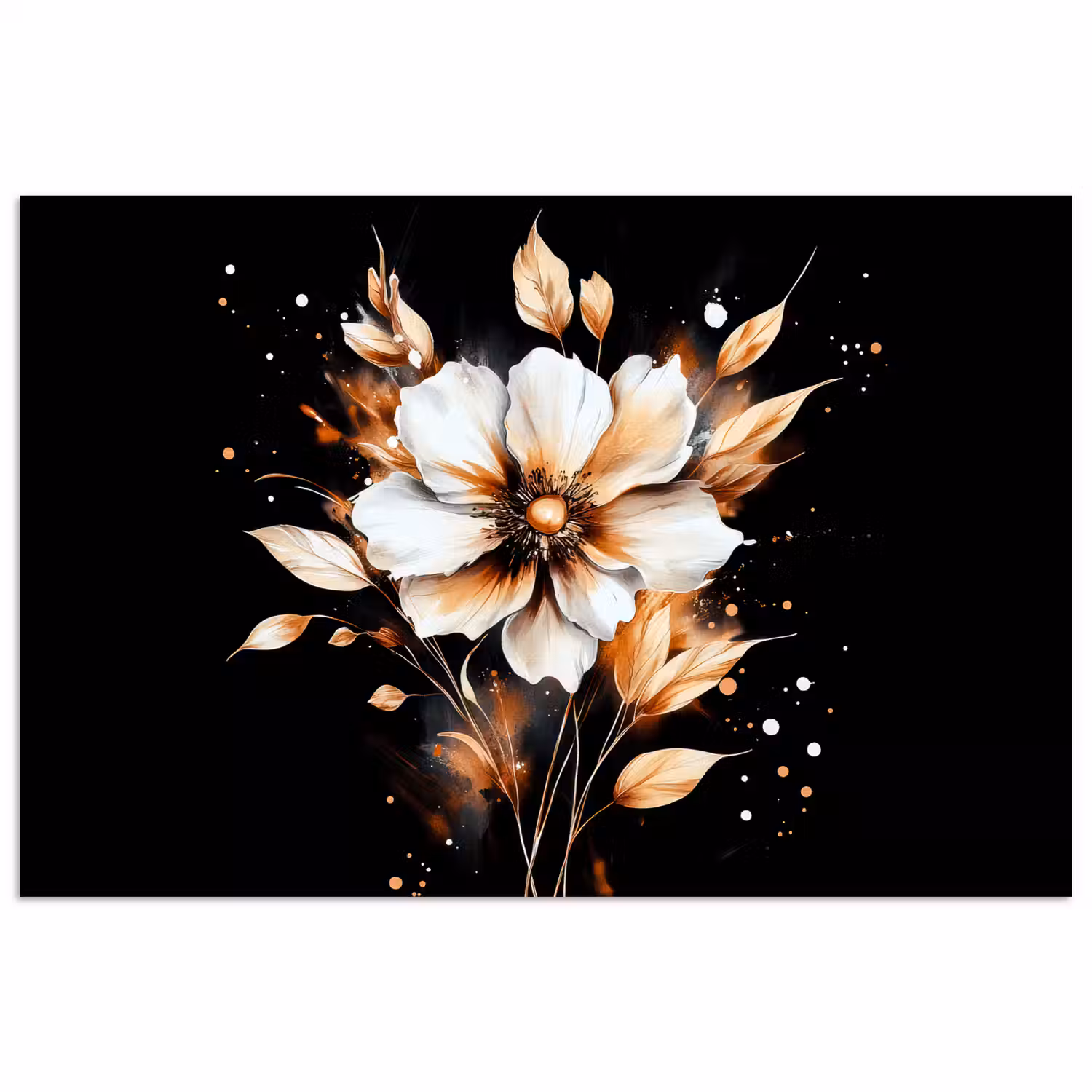 Bloem - Verf - Goud - Graffiti - Modern poster papier klein -3d