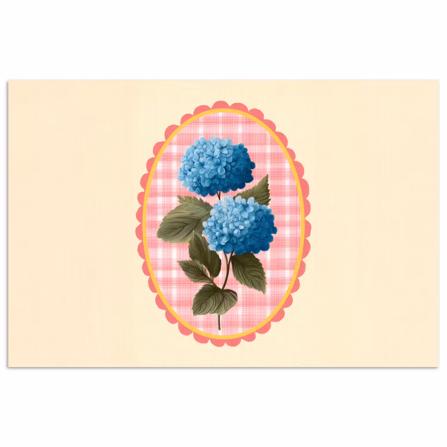 Bloemen - Blauw - Lijst - Bladeren poster papier klein -3d