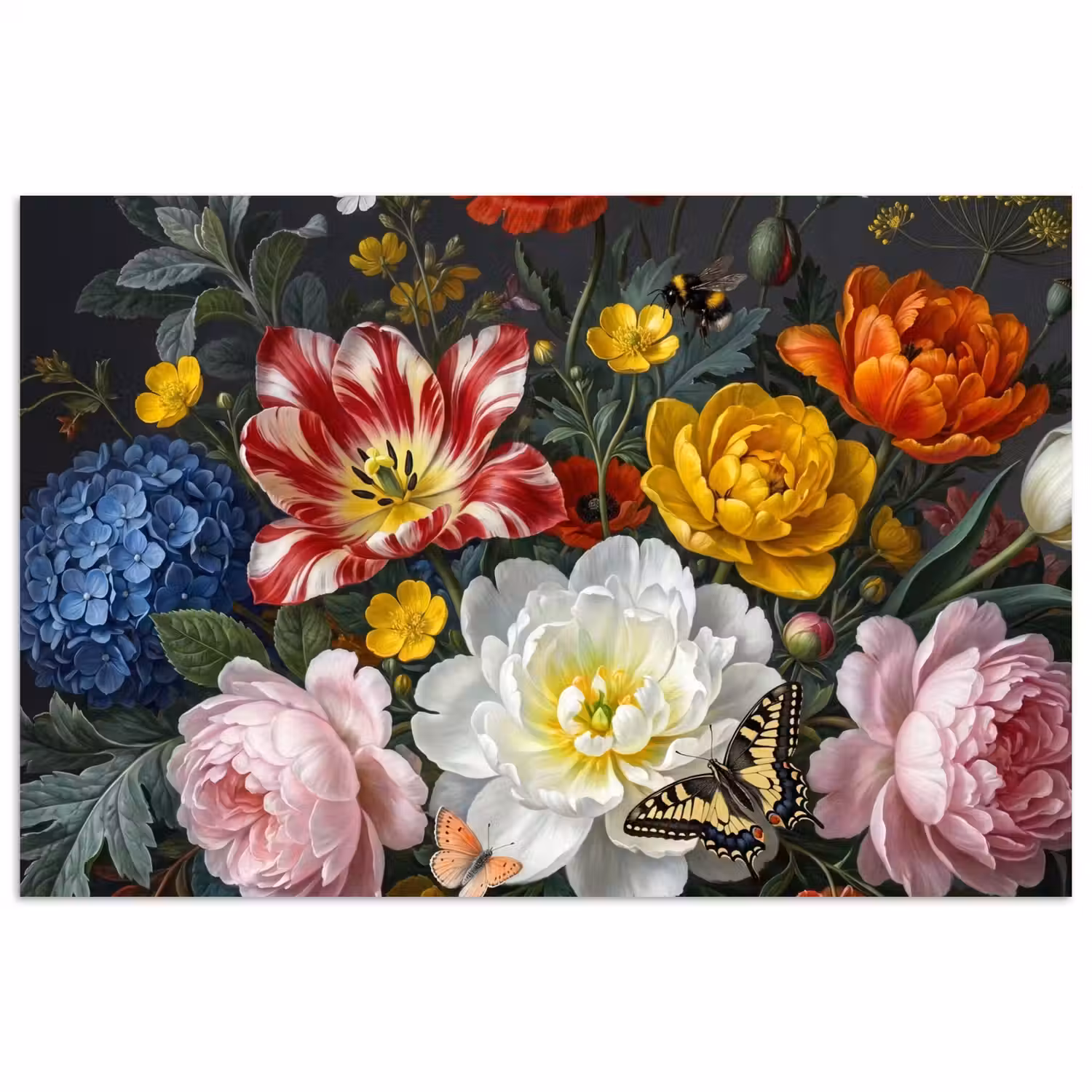 Bloemen - Boeket - Klassiek - Kleurrijk - Natuur poster papier klein -3d