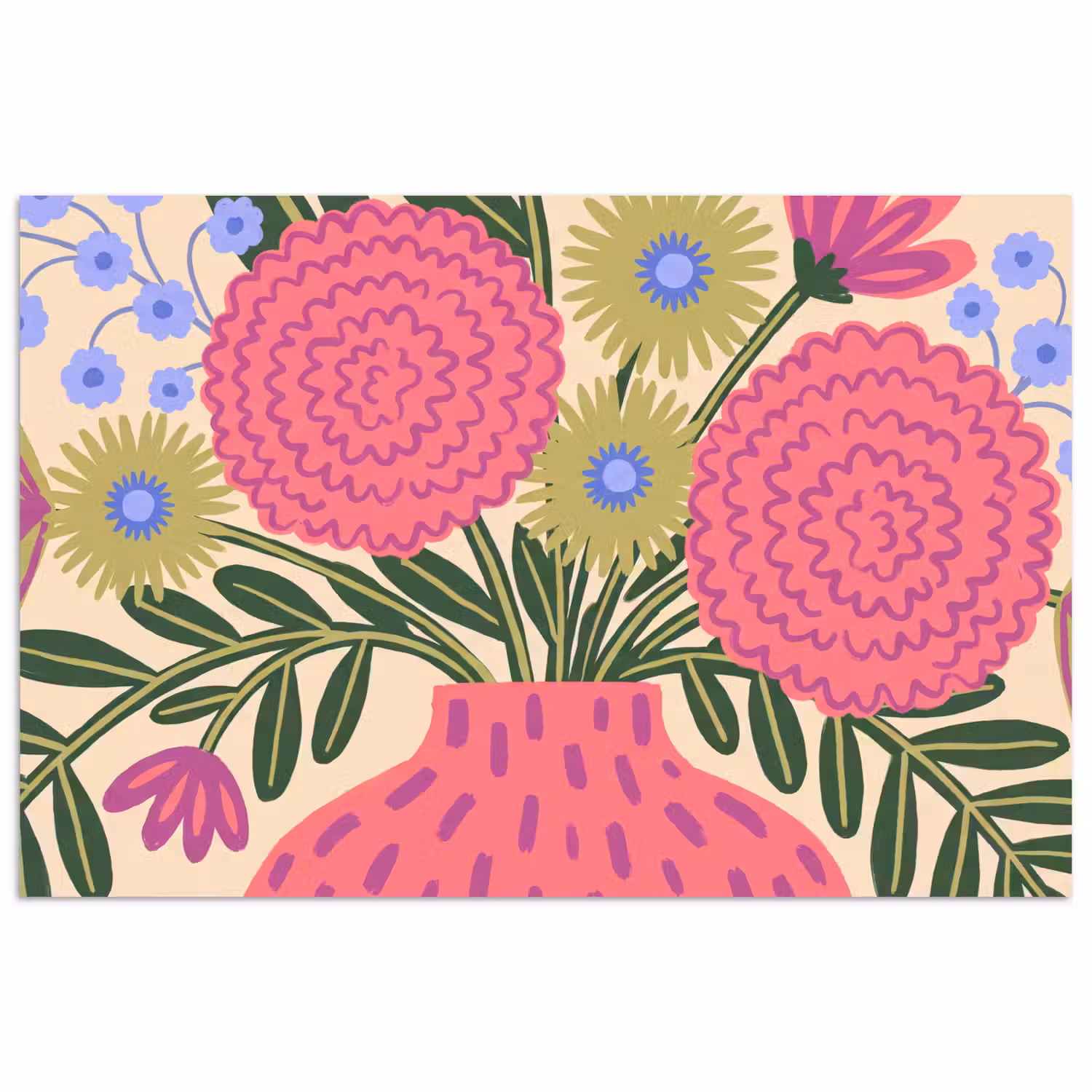 Bloemen - Boeket - Natuur - Abstract - Roze poster papier klein -3d