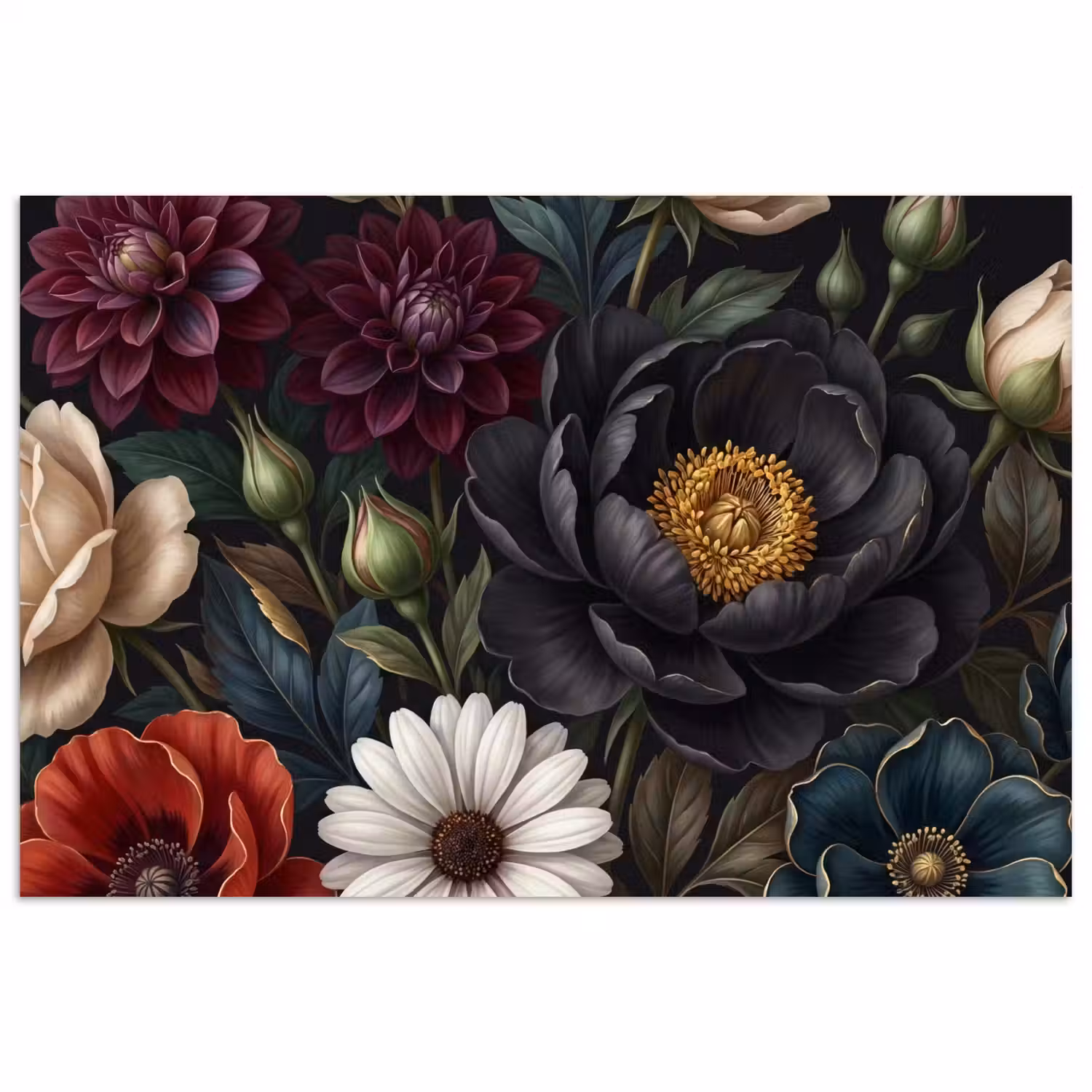 Bloemen - Boeket - Natuur - Klassiek - Weelderig poster papier klein -3d