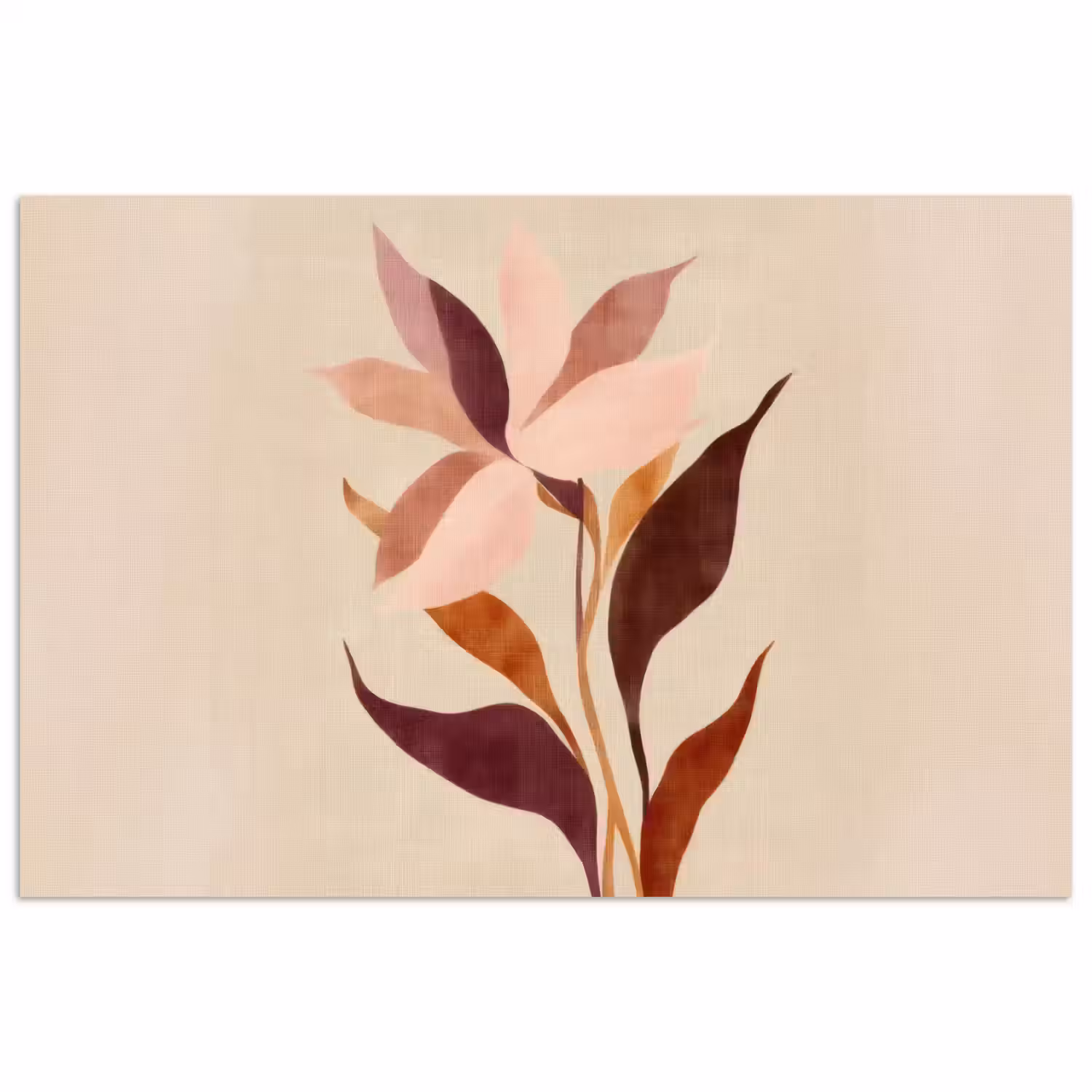 Bloemen - Blaadjes - Minimalistisch - Roze poster papier klein -3d