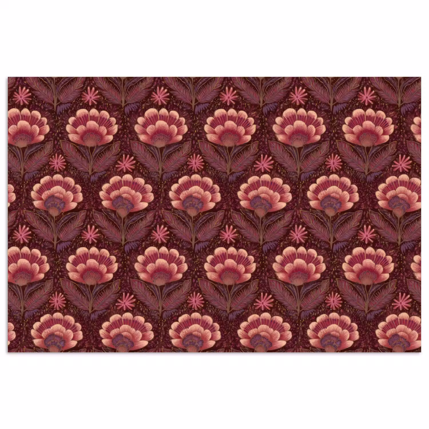 Bloemen - Waaier - Paars poster papier klein 62 -3d