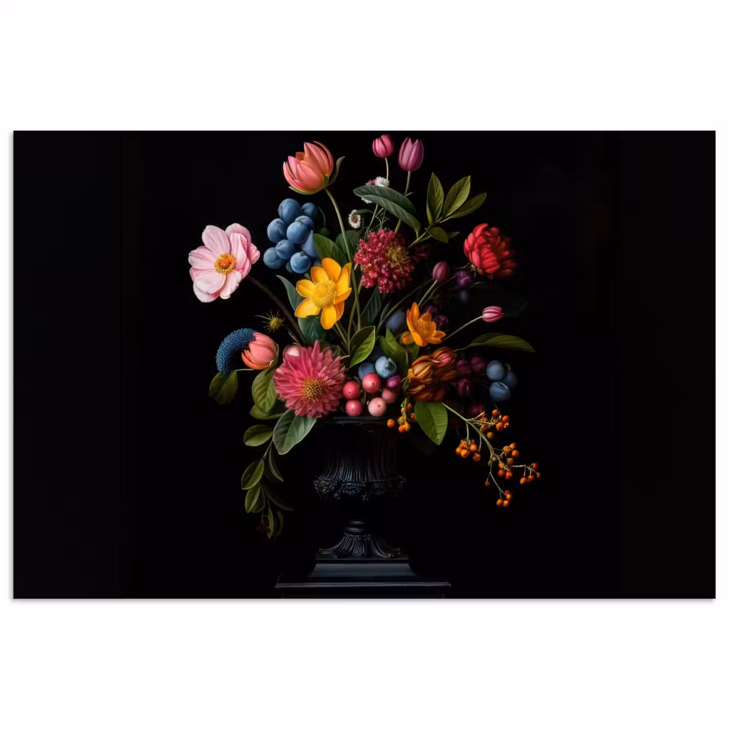 Bloemen - Vrolijk - Vaas poster papier klein -3d
