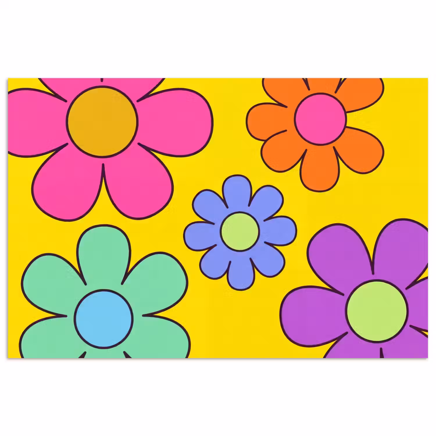 Bloemen - Illustratie - Kleurrijk poster papier klein -3d