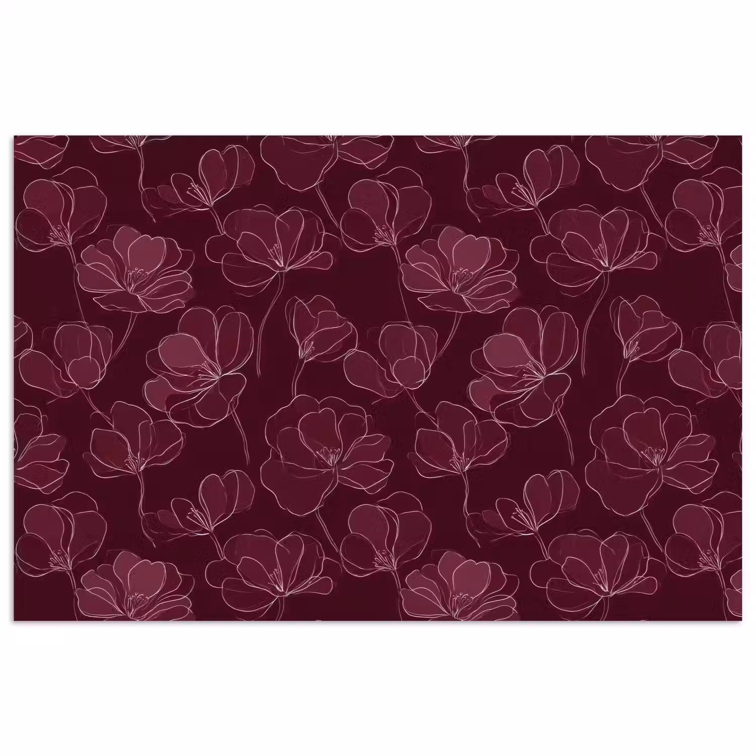 Bloemen - Patroon - Bordeauxrood poster papier klein 62 -3d