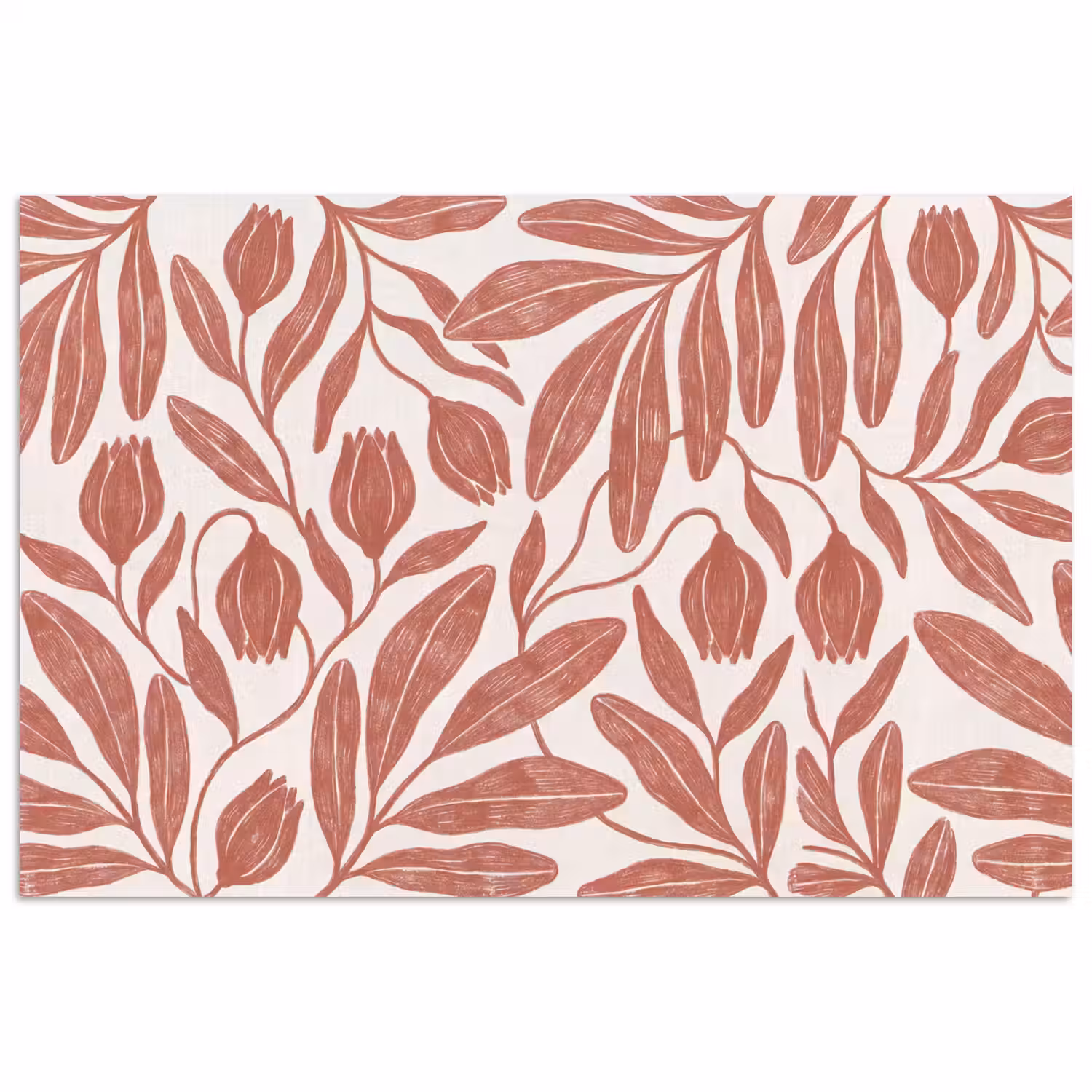 Bloemen - Patroon - Modern - Natuur - Bruin poster papier klein -3d