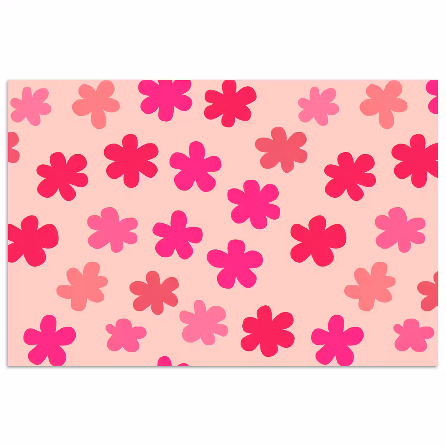 Bloemen - Patroon - Roze poster papier klein -3d