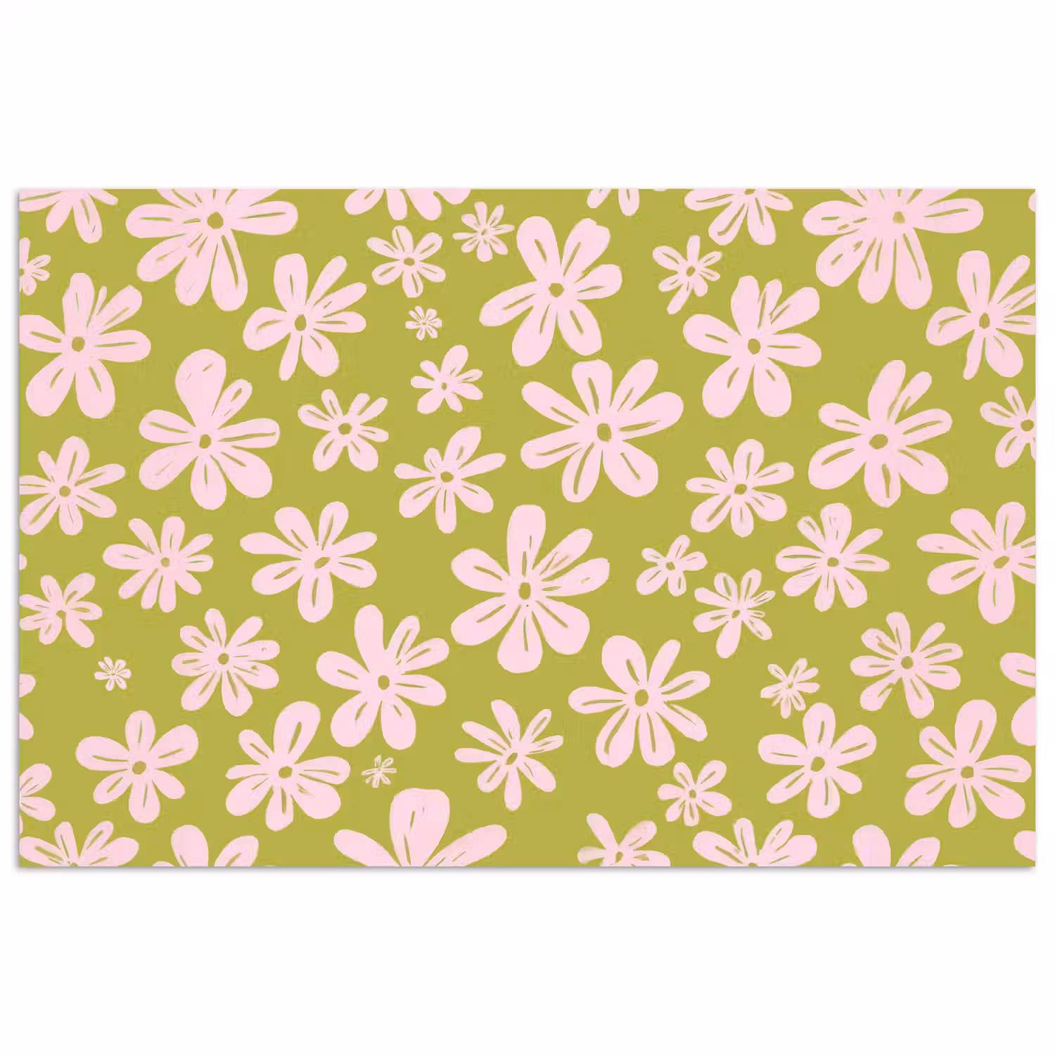Bloemen - Roze - Getekend - Patroon poster papier klein -3d