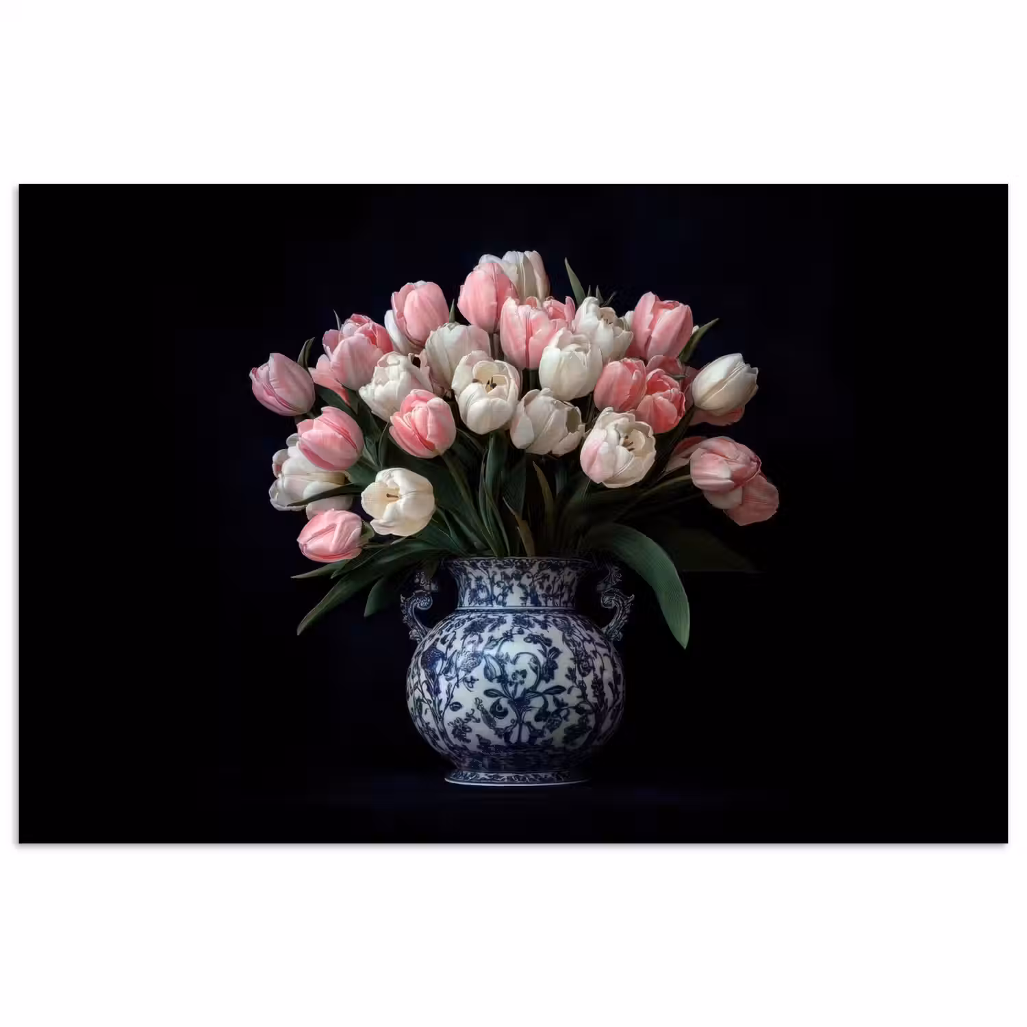 Bloemen - Roze - Tulpen - Vaas poster papier klein -3d