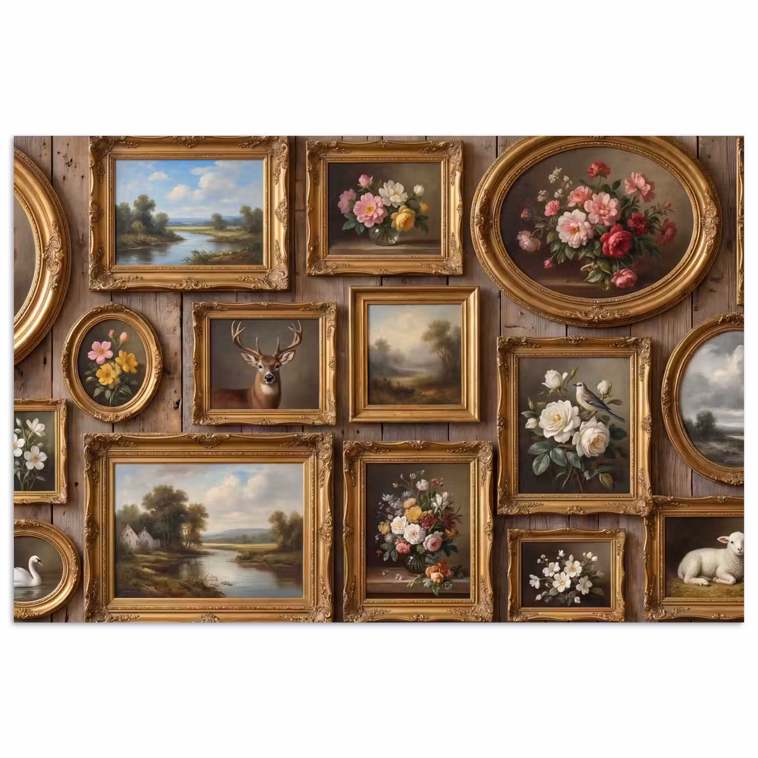 Bloemen - Rozen - Klassiek - Vaas - Kleurrijk poster papier klein -3d