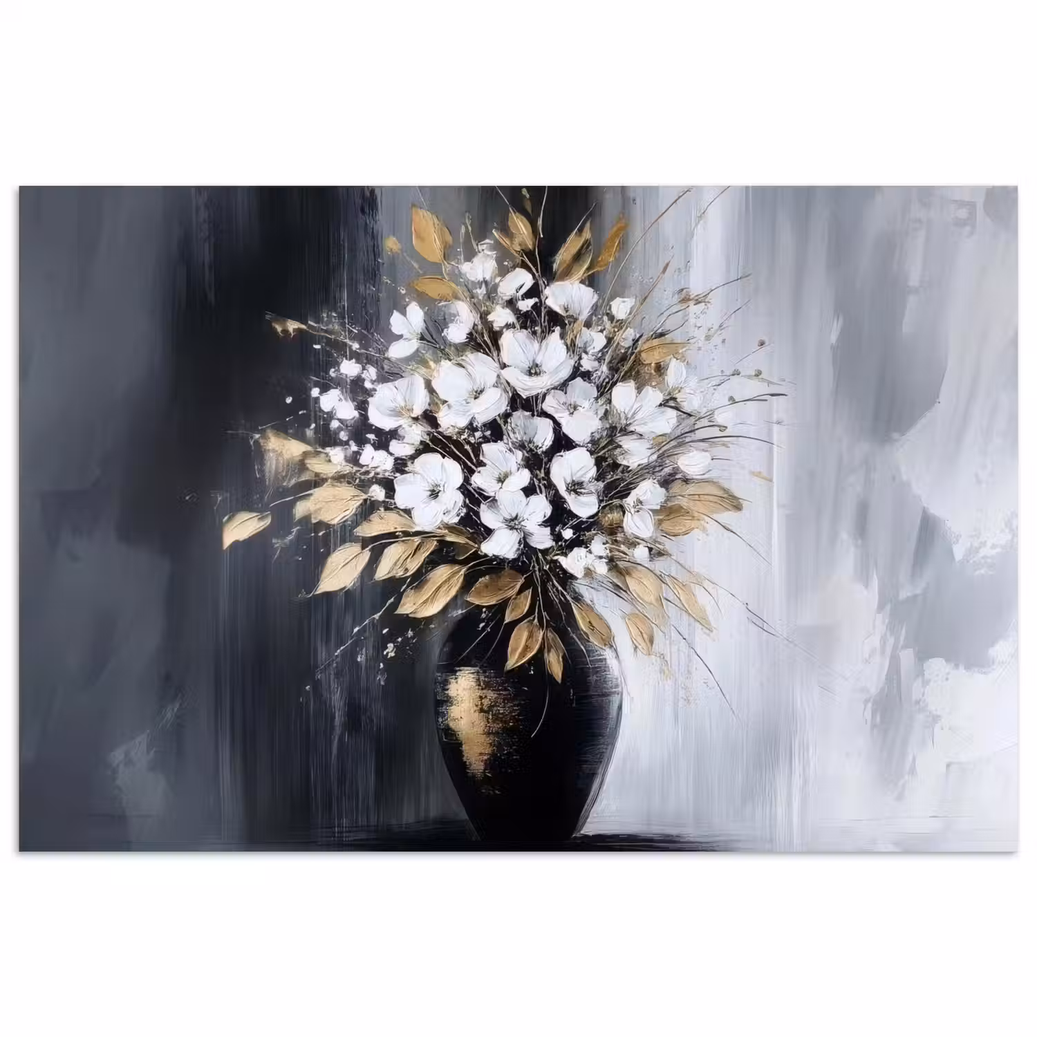 Bloemen - Wit - Vaas - Abstract poster papier klein -3d