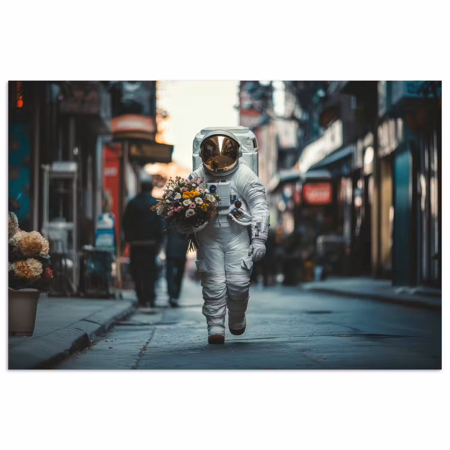 Boeket - Bloemen - Kleurrijk - Astronaut poster papier klein -3d