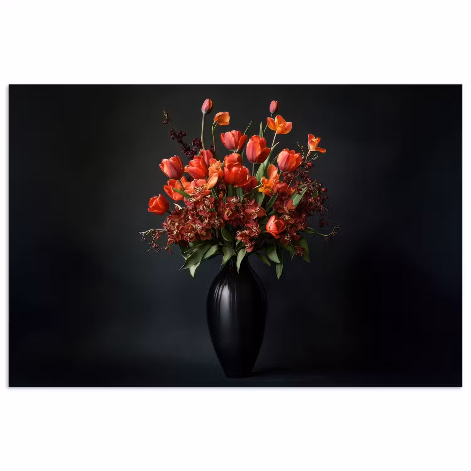 Boeket - Tulpen - Vaas - Rood poster papier klein -3d