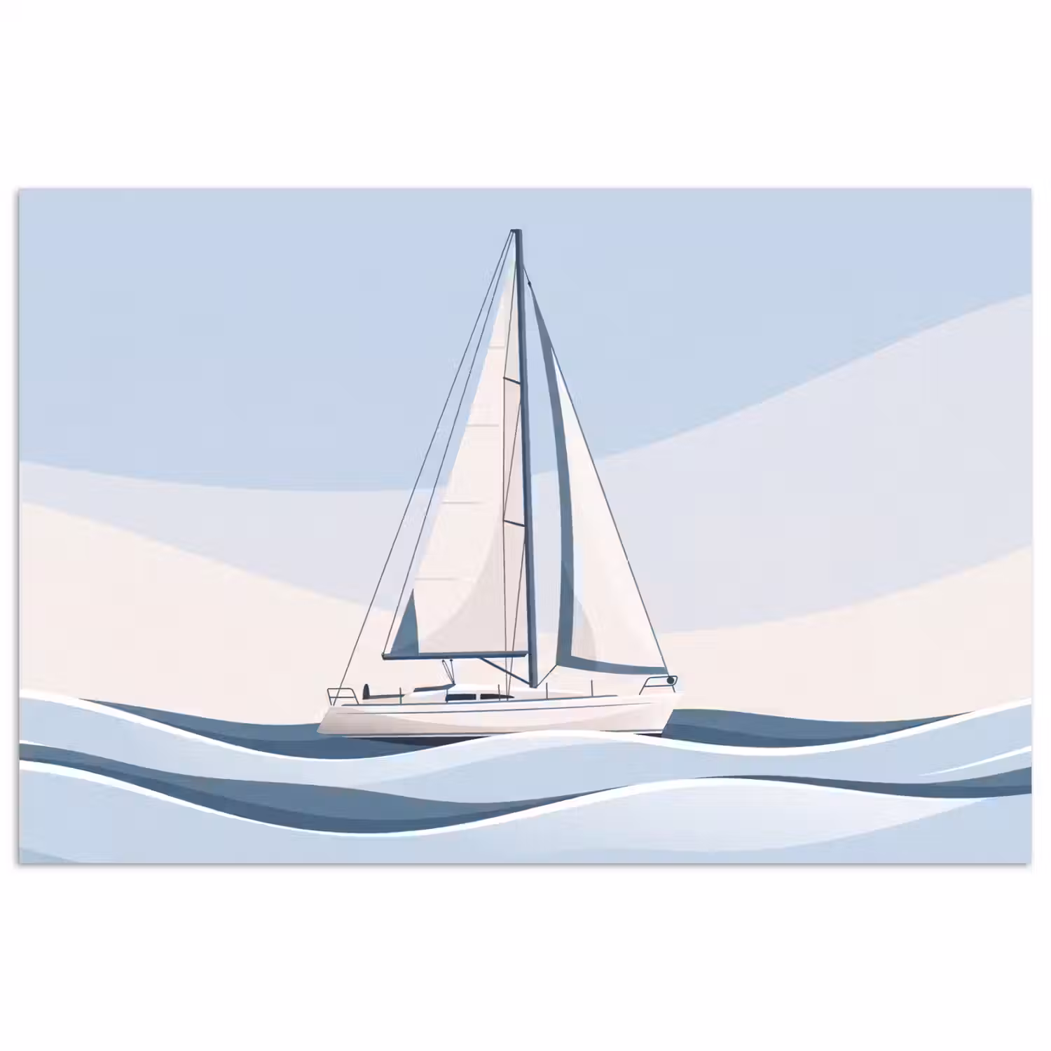 Boot - Zeil - Zee - Modern - Beige poster papier klein -3d