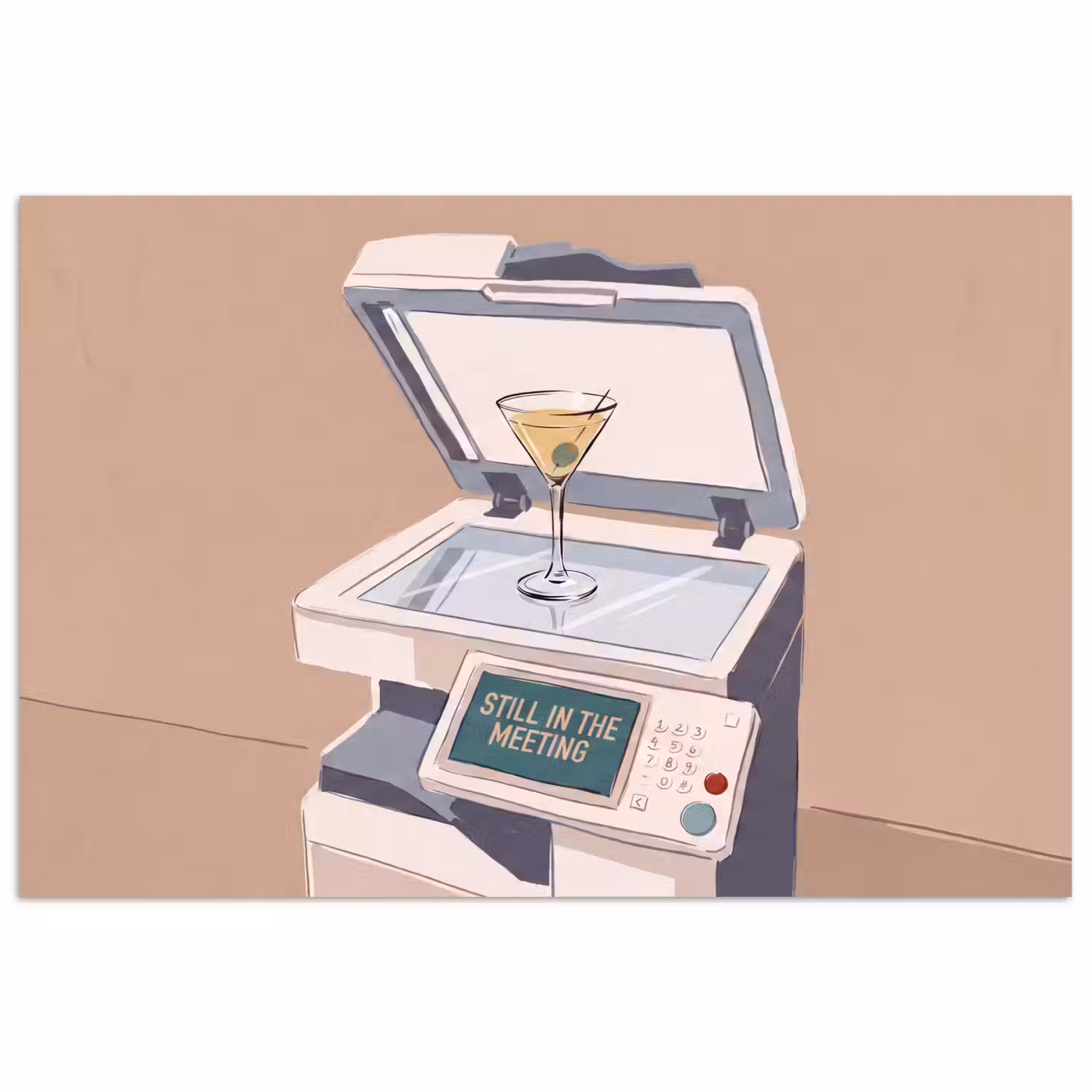 Kantoor - Drank - Humor - Illustratie poster papier klein -3d