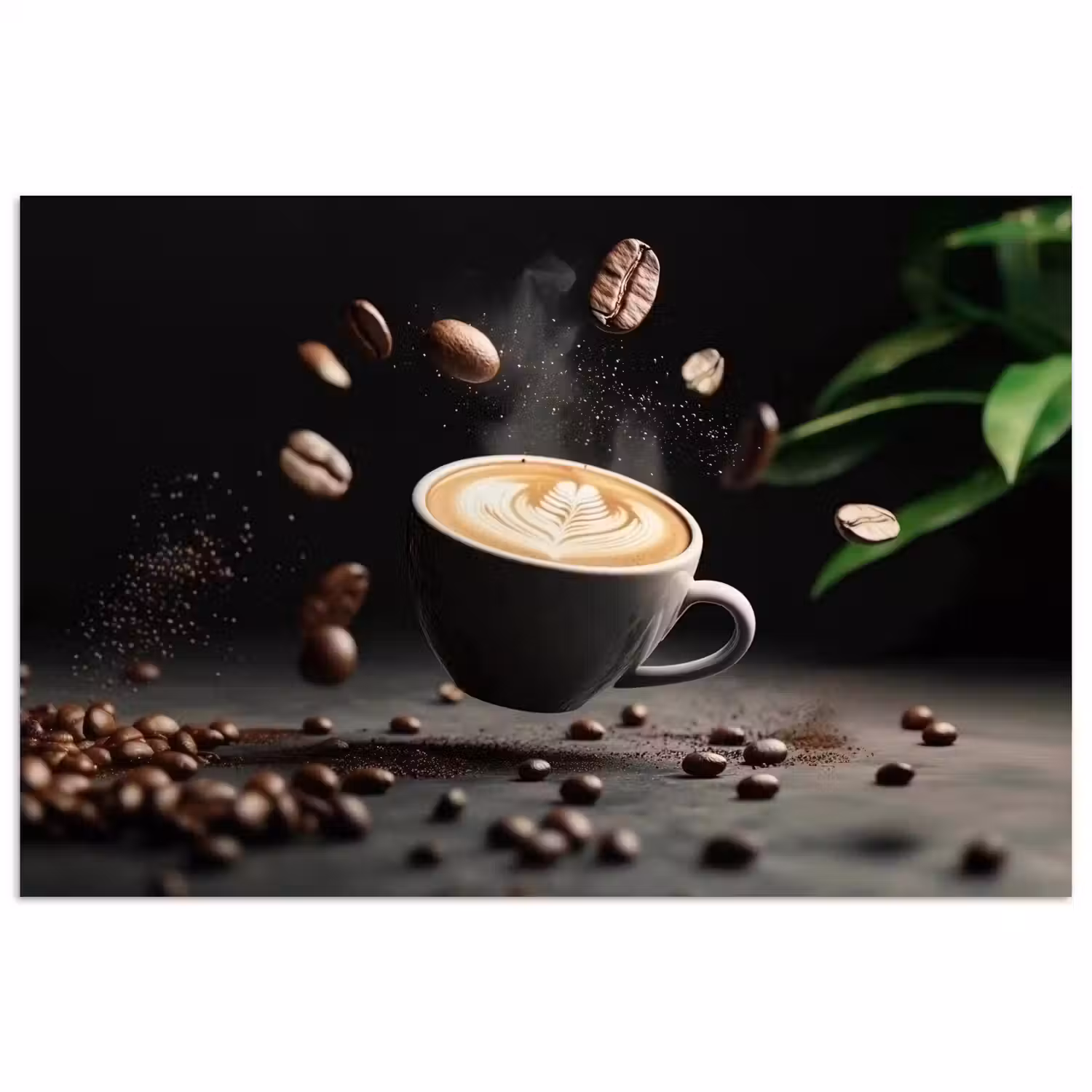 Cappuccino - Kop - Bonen - Bruin poster papier klein -3d
