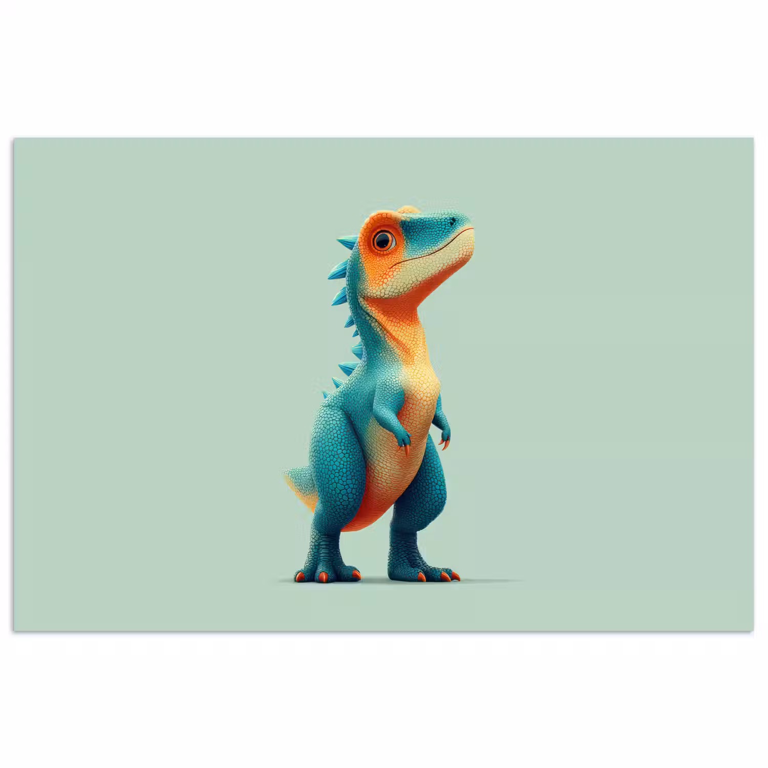 Cartoon - Dino - Oranje - Stekels poster papier klein -3d