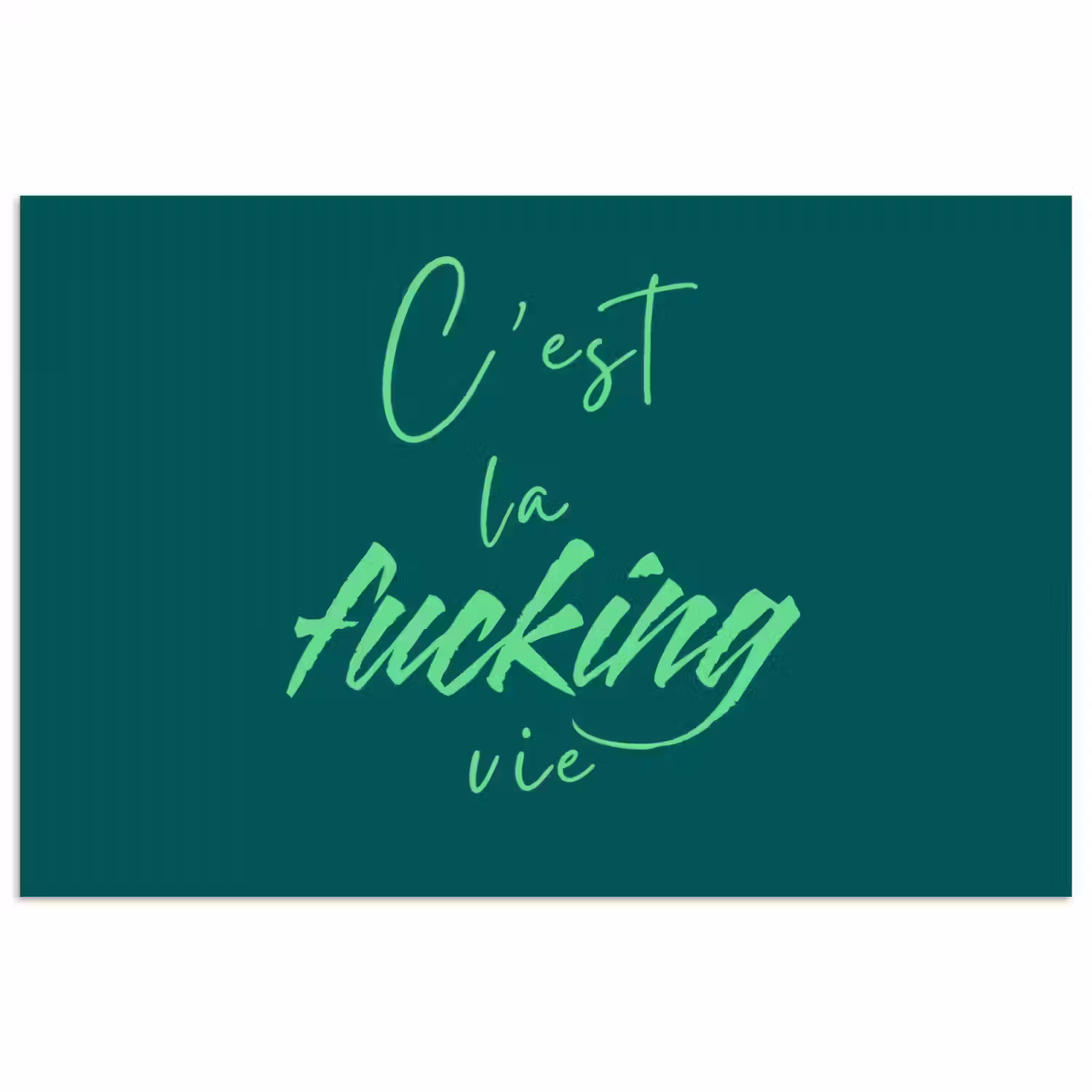 c'est la fucking vie - Groen - Handgeschreven poster papier klein -3d