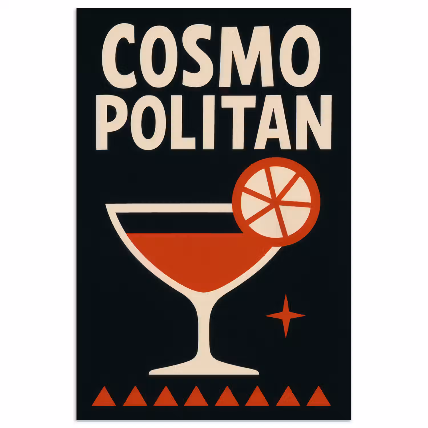 Cocktail - Zwart - Illustratie poster papier klein -3d