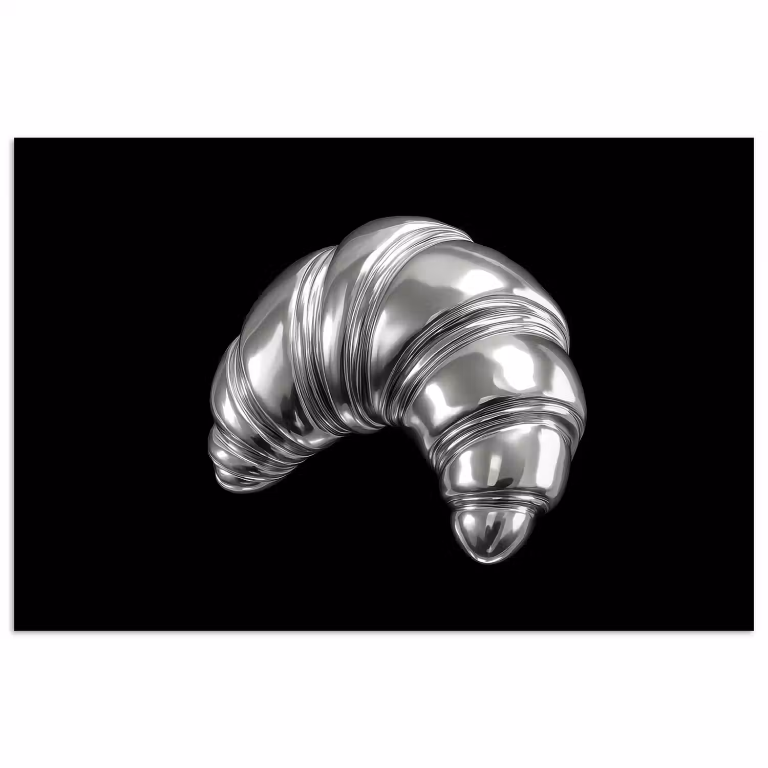 Croissant - Metaal - Zilver poster papier klein -3d