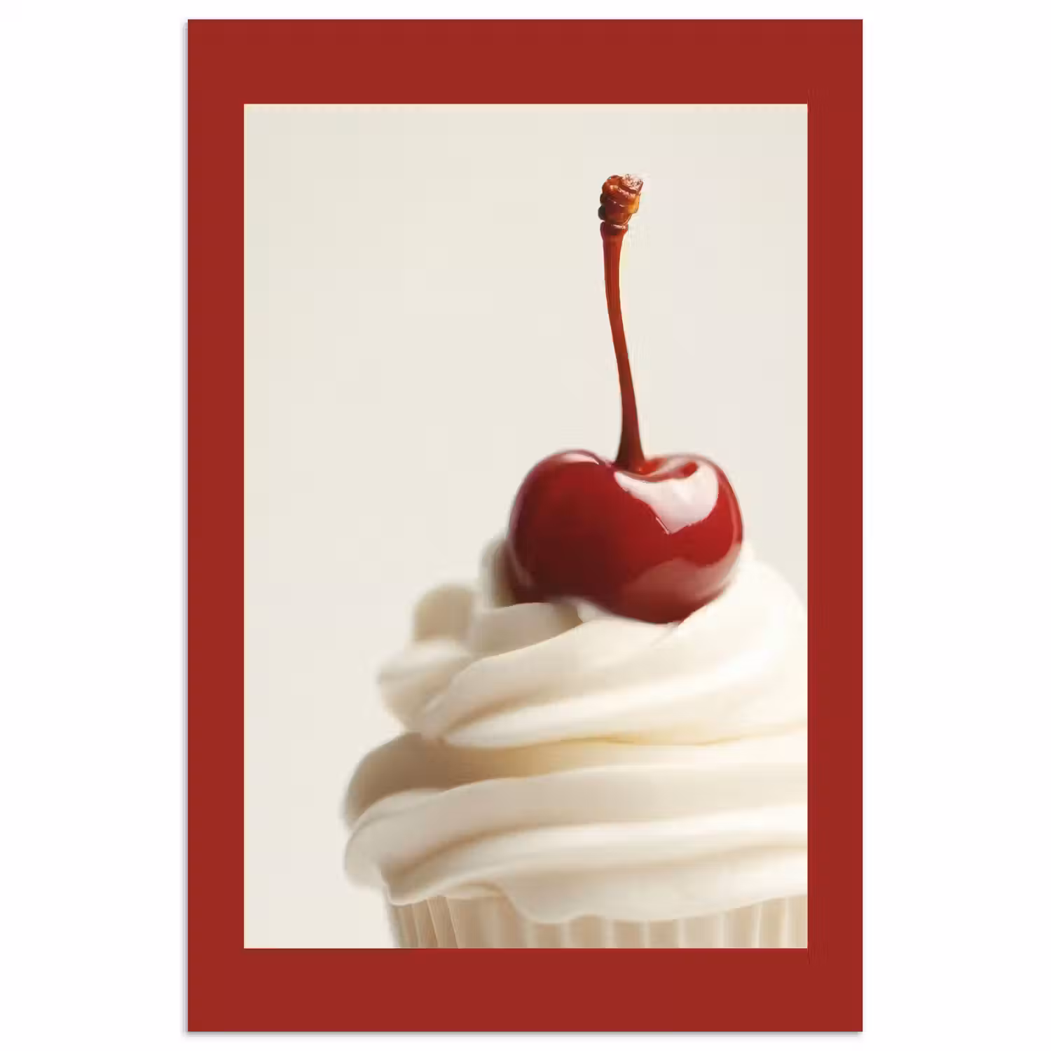 Cupcake - Kers - Rood poster papier klein -3d