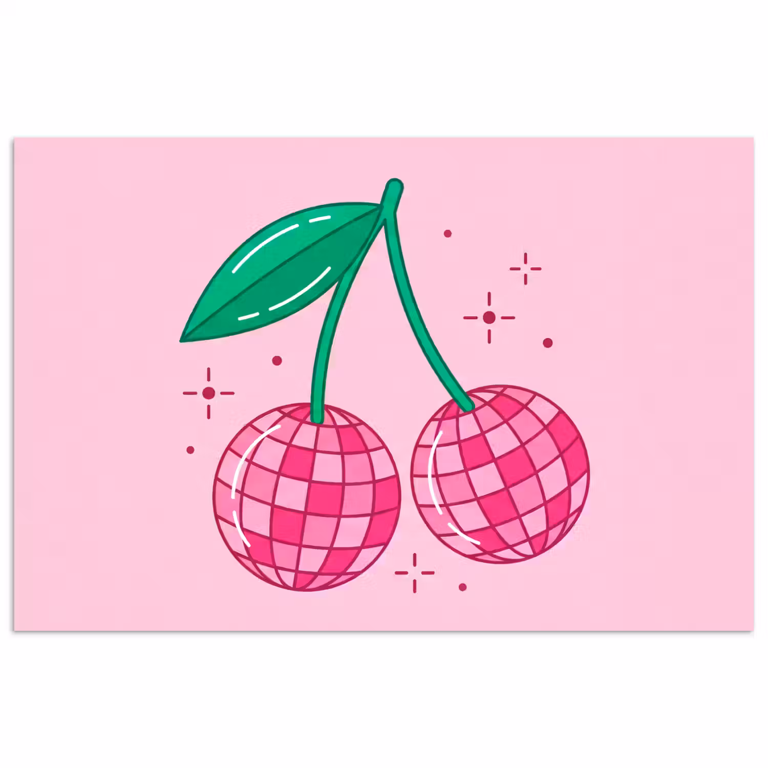 Decoratie - Disco-bal - Feest - Roze poster papier klein -3d