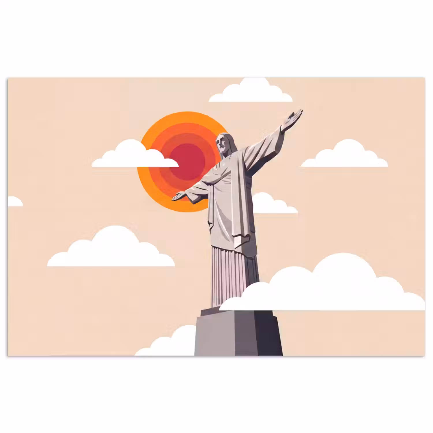 Monument - Stad - Zonsondergang - Minimalistisch - Oranje poster papier klein -3d