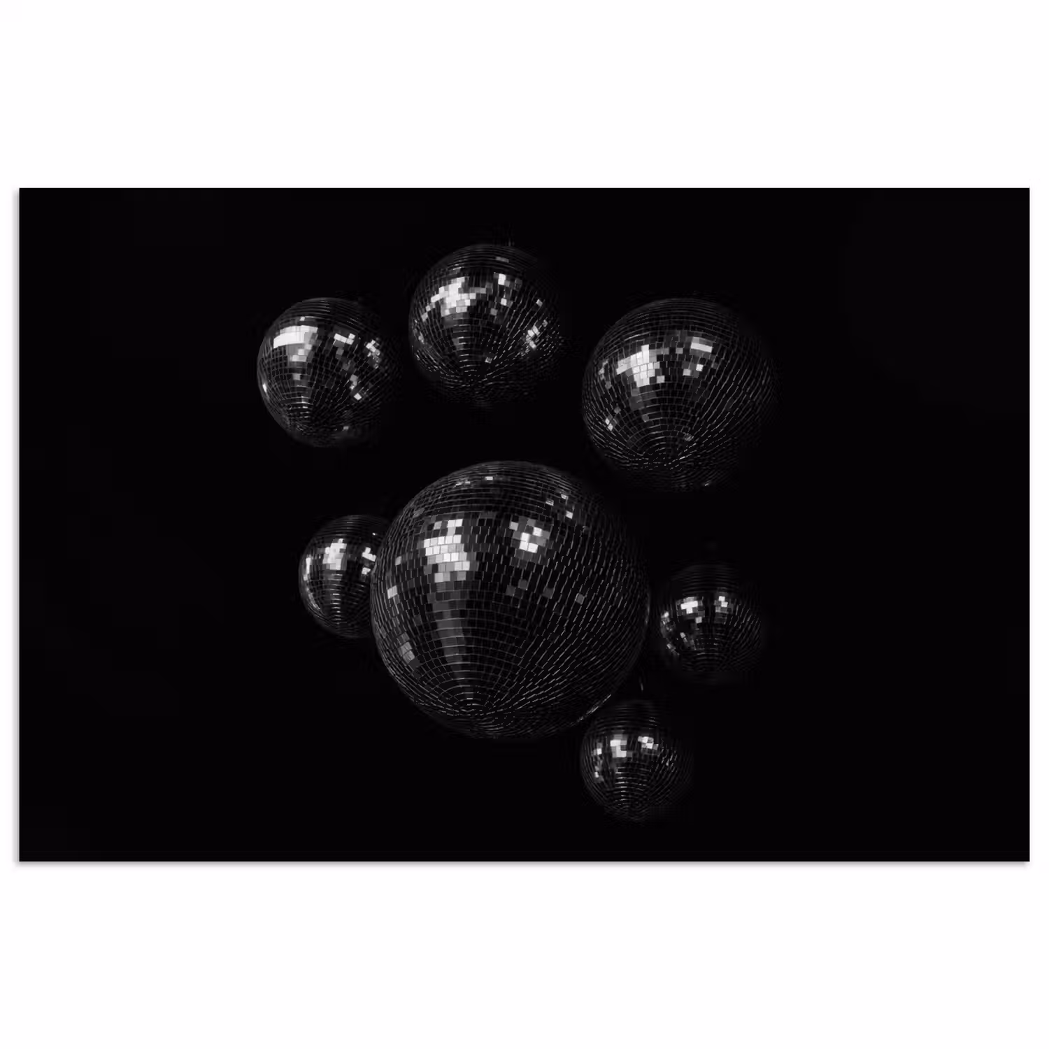Discoballen - Minimalistisch - Zwart poster papier klein -3d