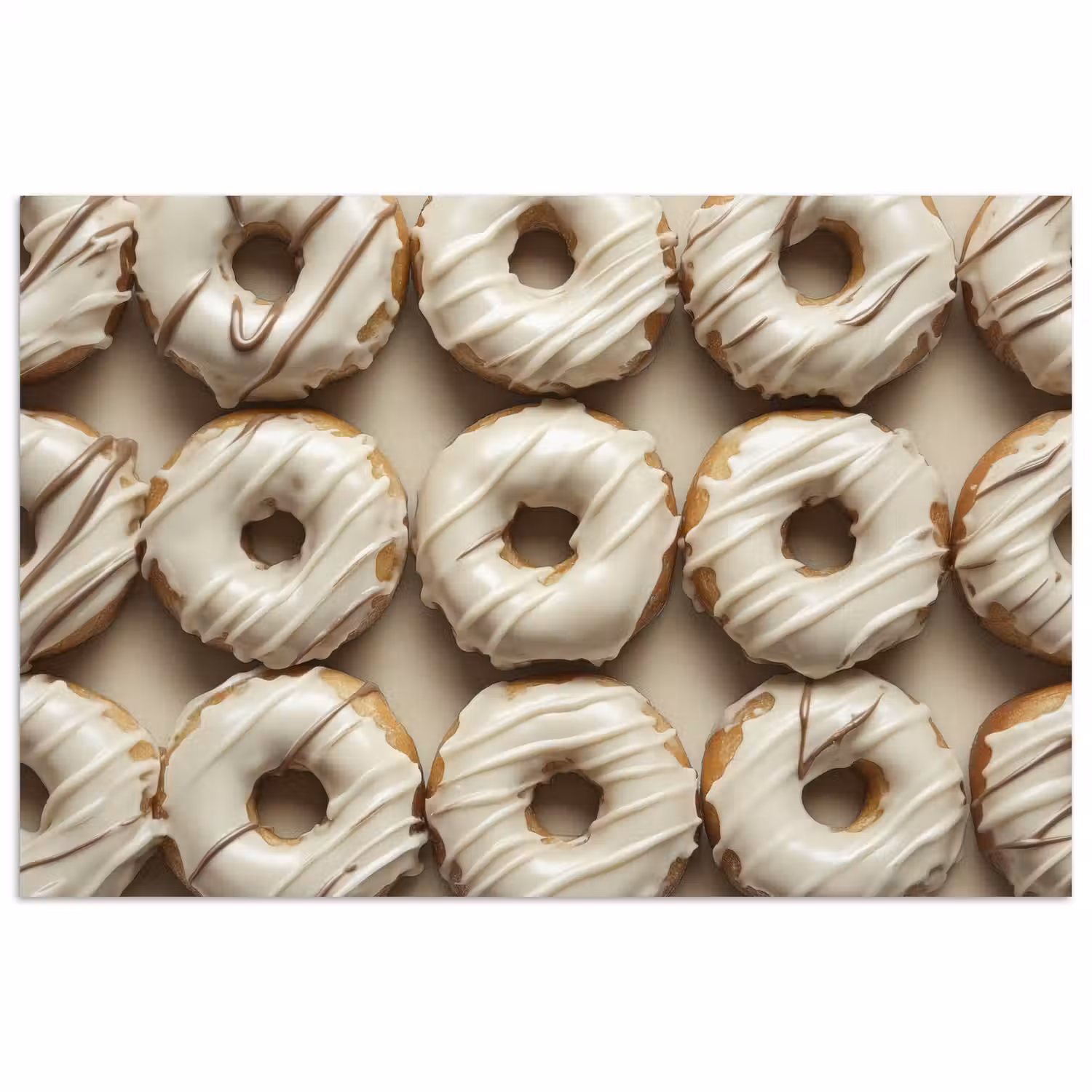 Donuts - Chocolade - Wit - Beige poster papier klein -3d