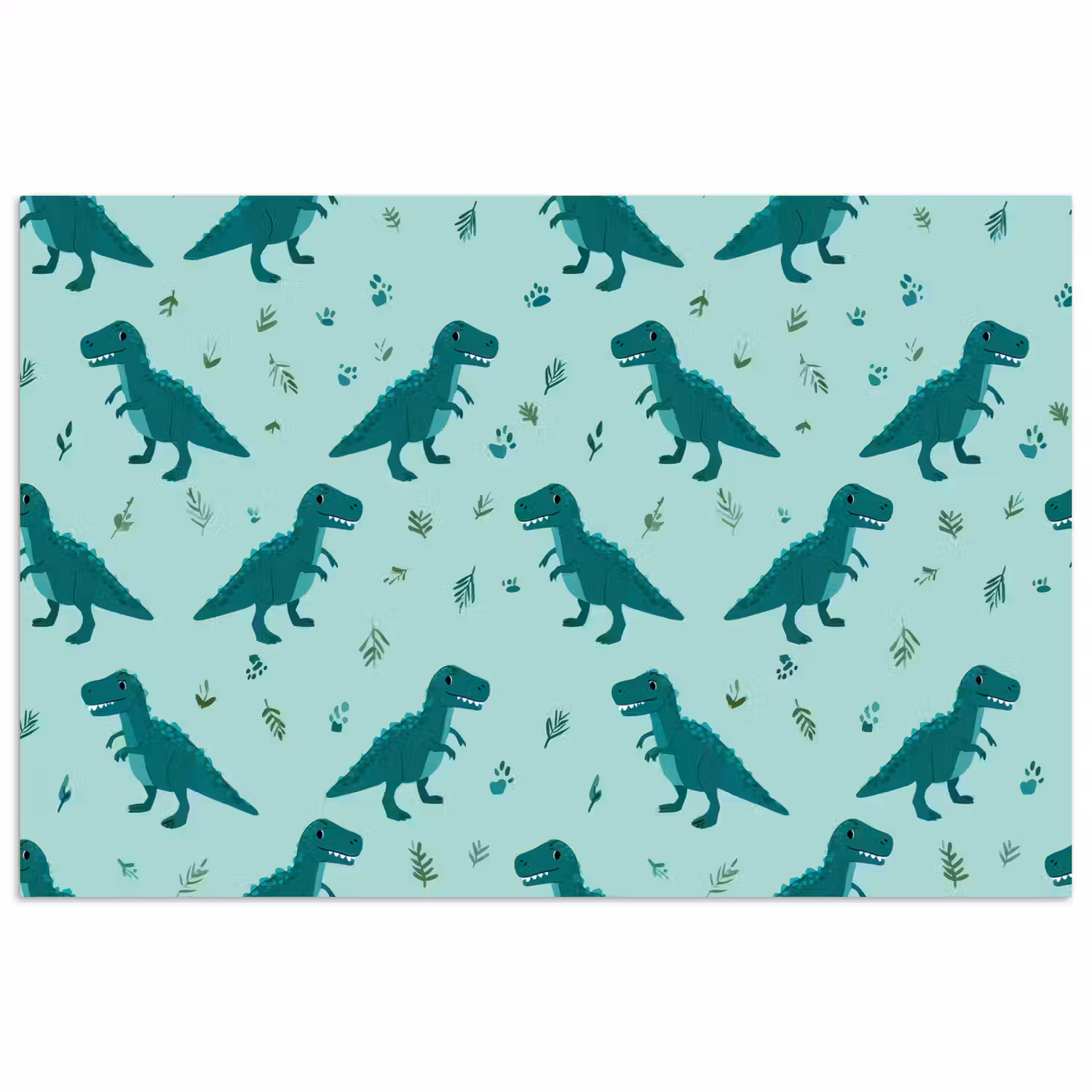 Donkergroen - Dinosaurussen - Afdrukken - Bladeren poster papier klein -3d