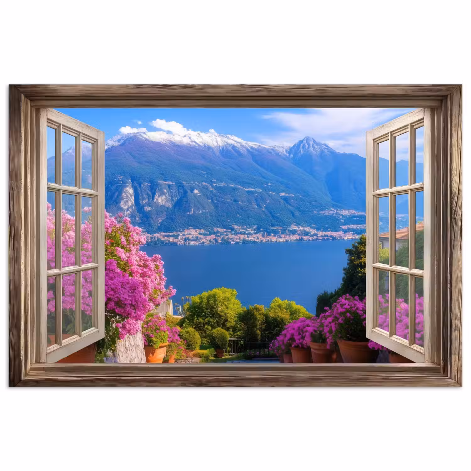 Doorkijk - Berg - Landschap - Uitzicht - Meer poster papier klein -3d