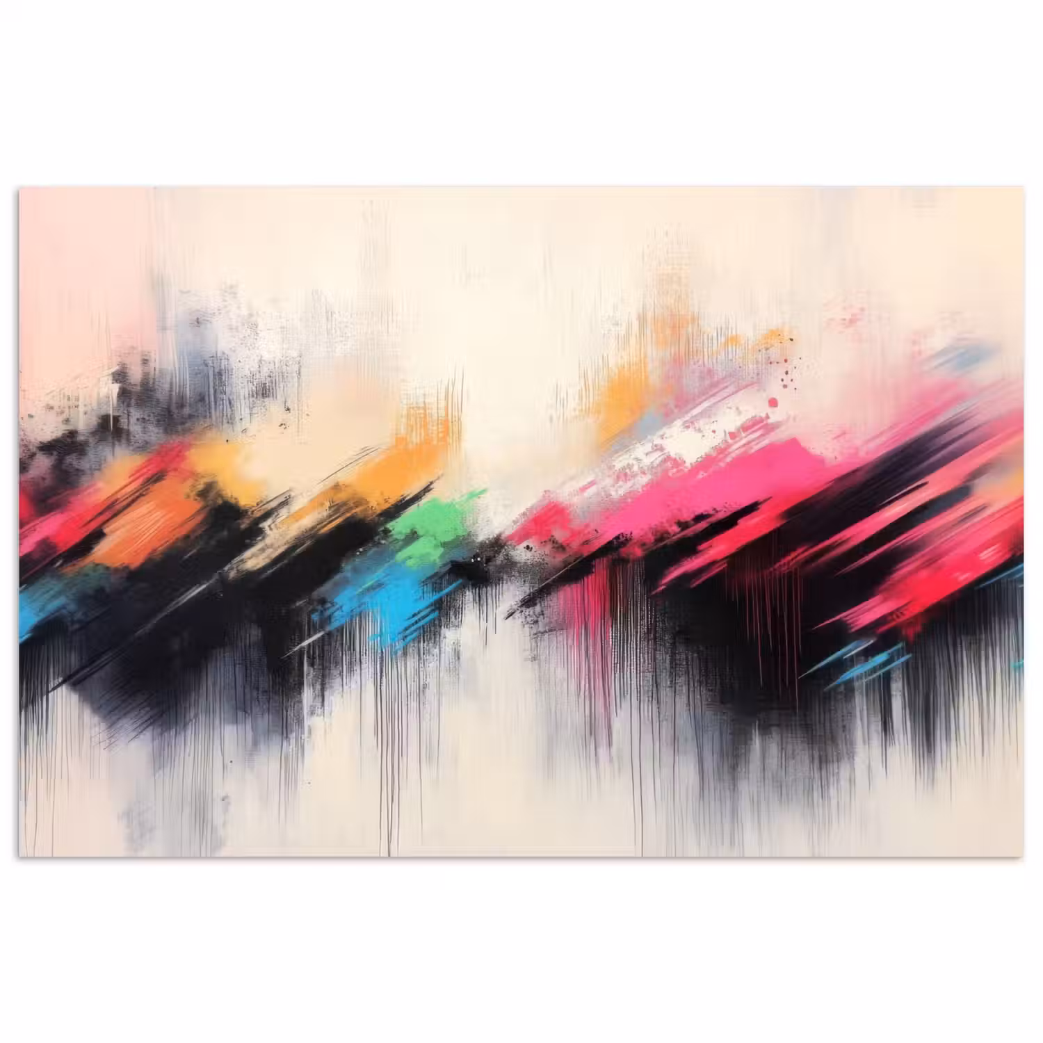 Dynamisch - Abstract - Kleurrijk - Zwart poster papier klein -3d