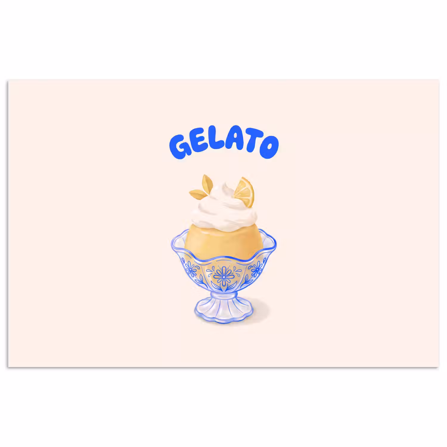 IJs - Citroen - Illustratie - Geel - Dessert poster papier klein -3d