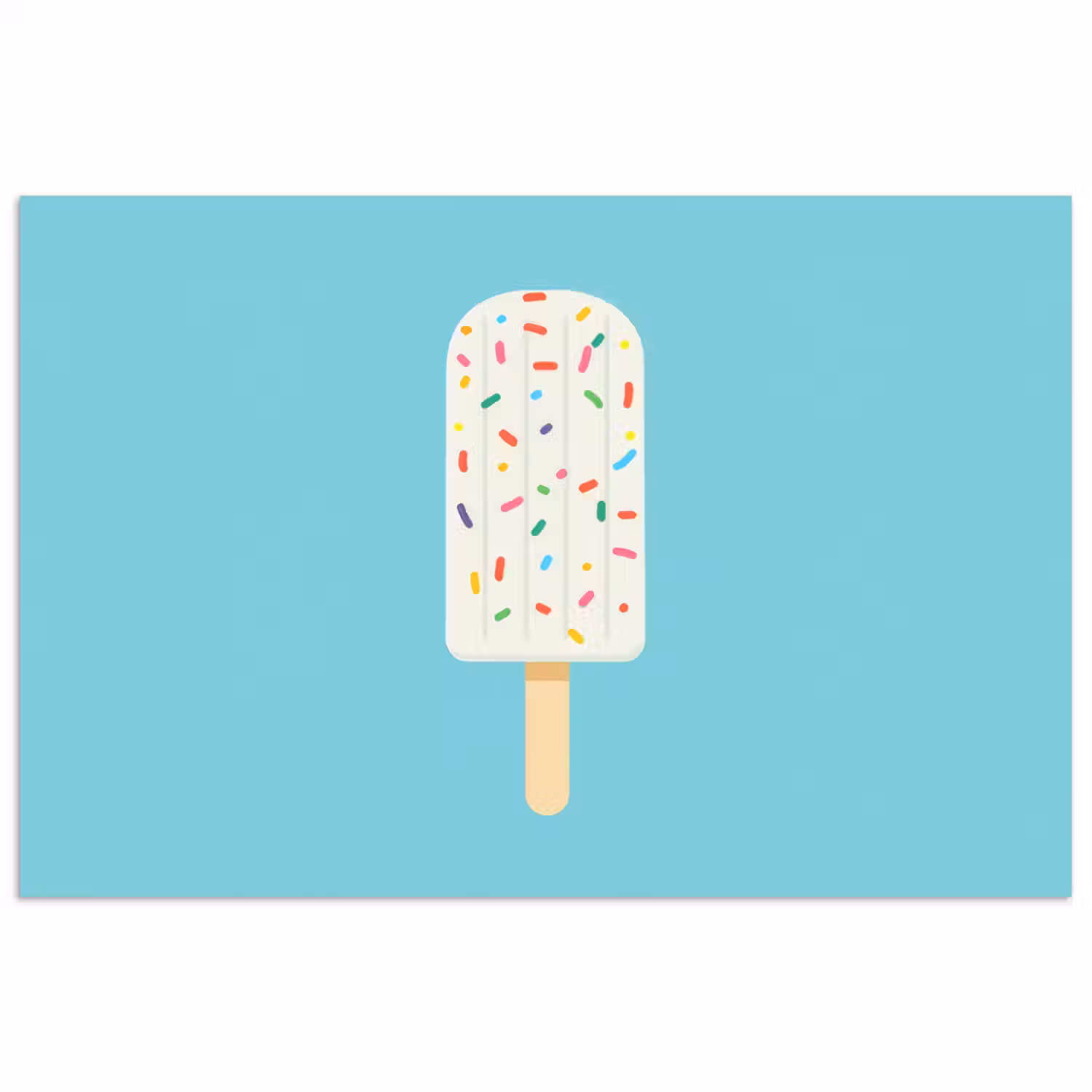 Ijsje - Stokje - Sprinkles - Lichtblauw poster papier klein -3d