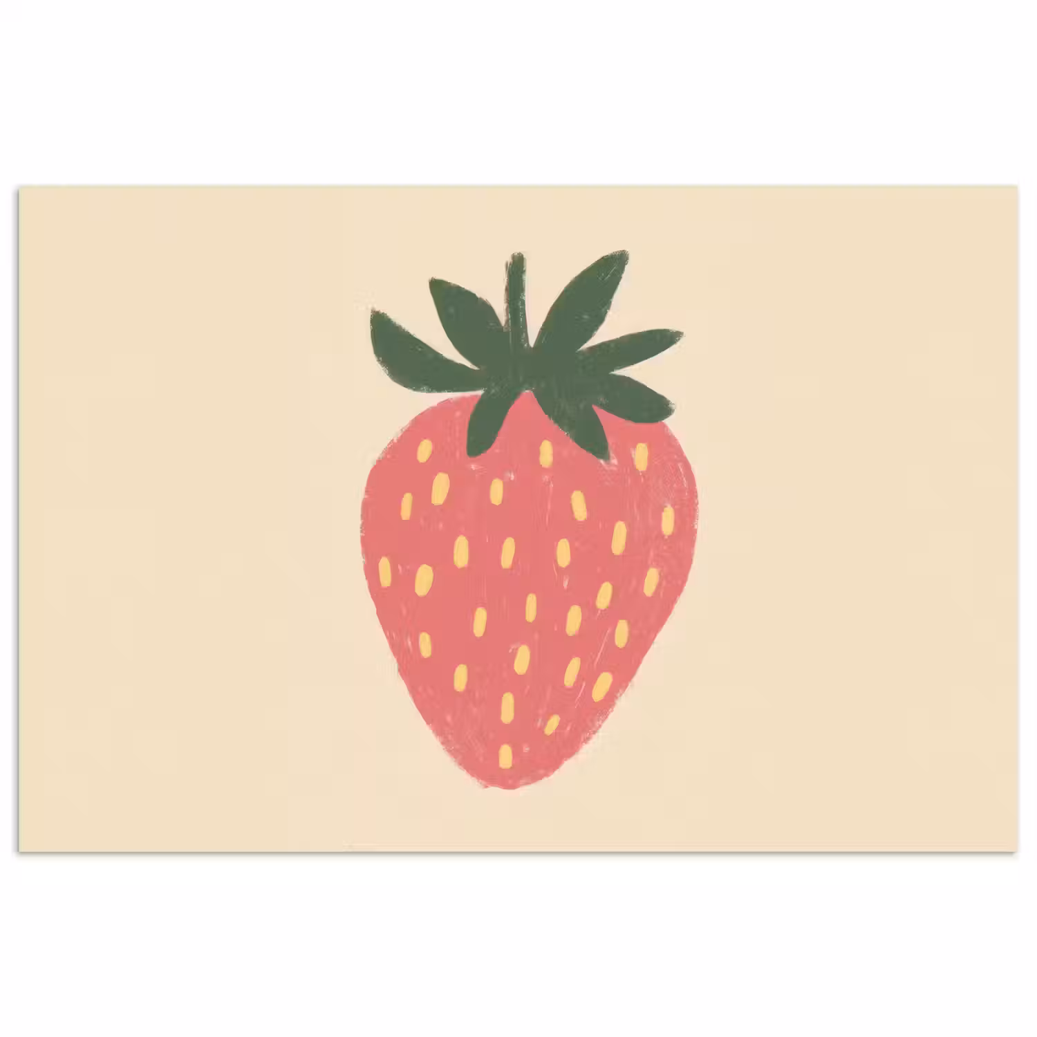 Aardbei - Minimalistisch - Rood - Fruit poster papier klein -3d