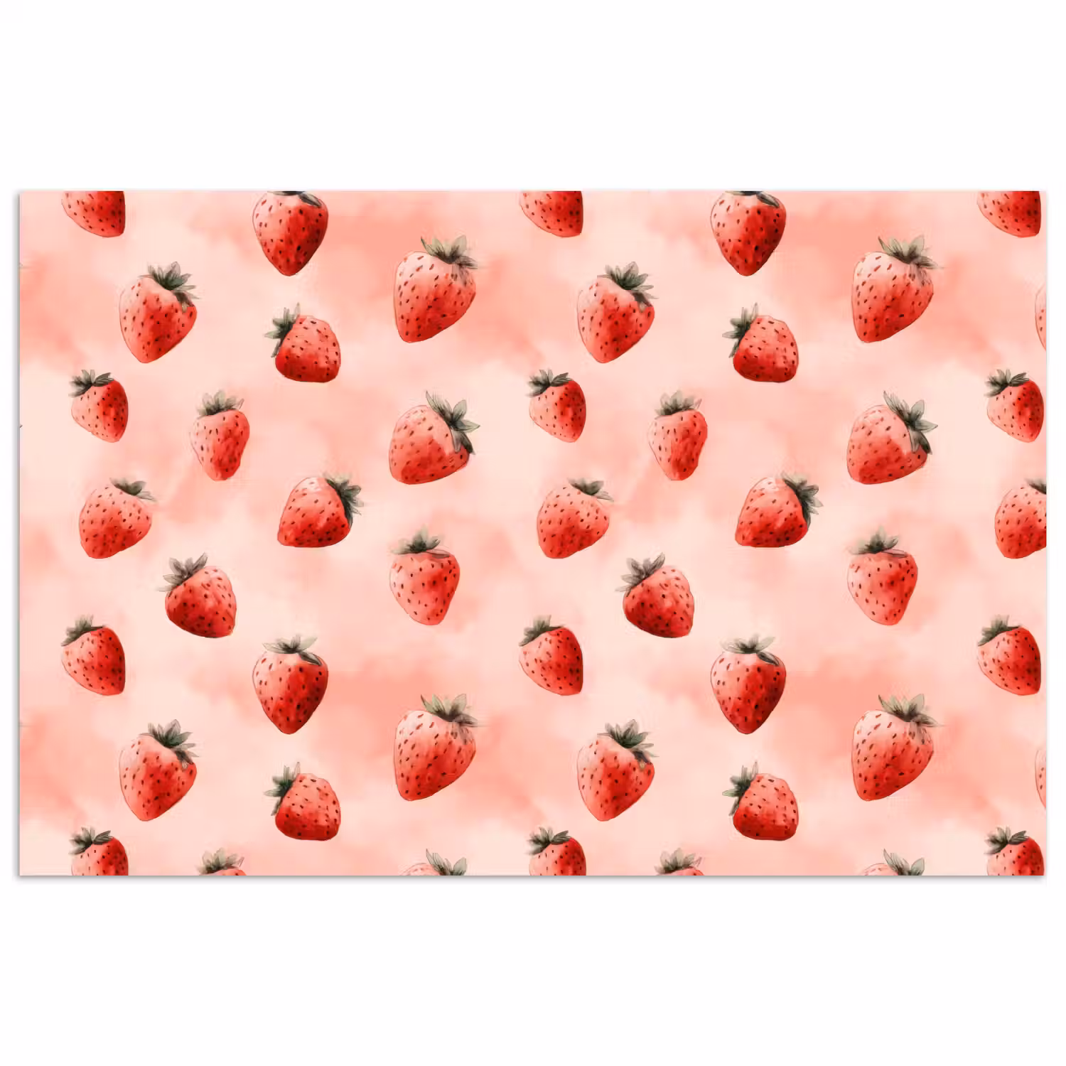 Aardbei - Patroon - Roze poster papier klein 62 -3d
