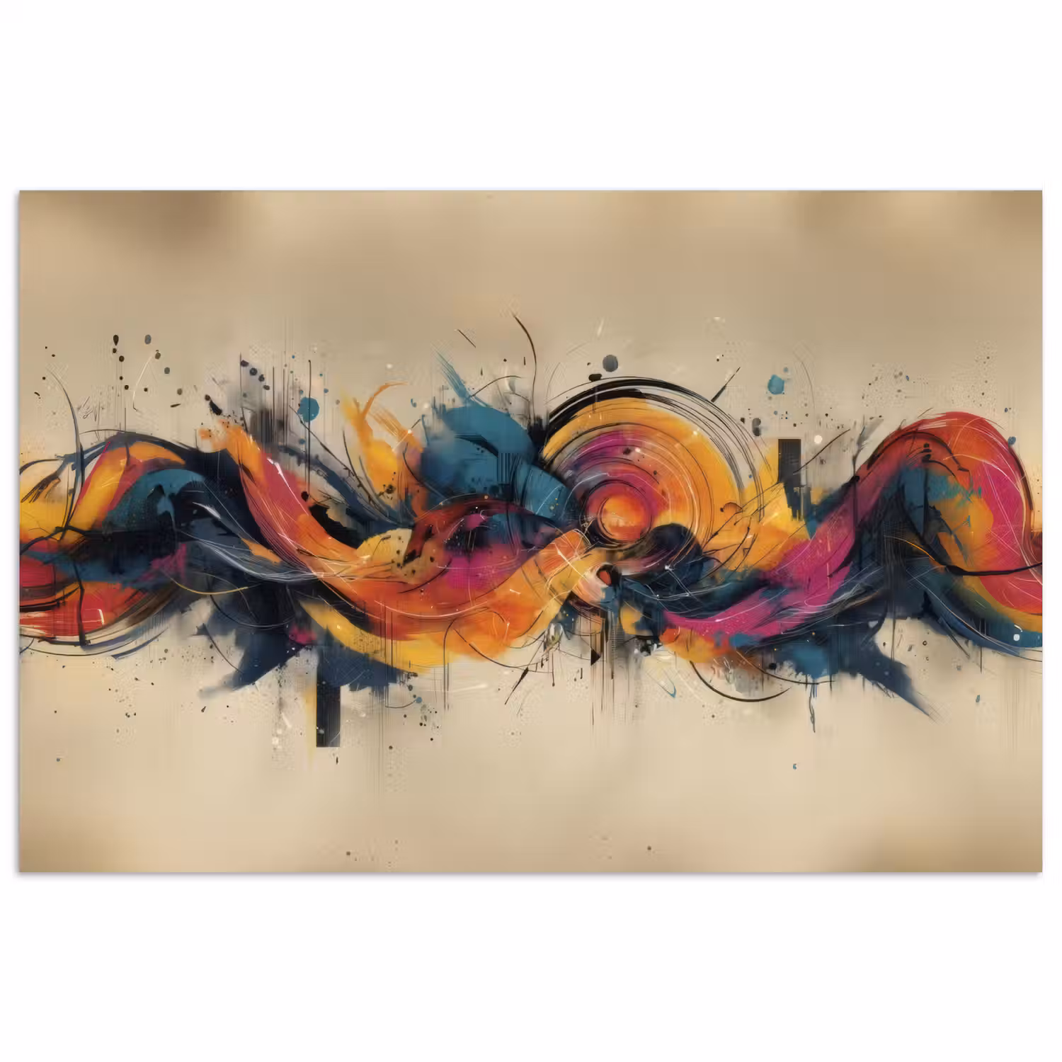 Explosie - Kleurrijk - Vormen - Abstract poster papier klein -3d