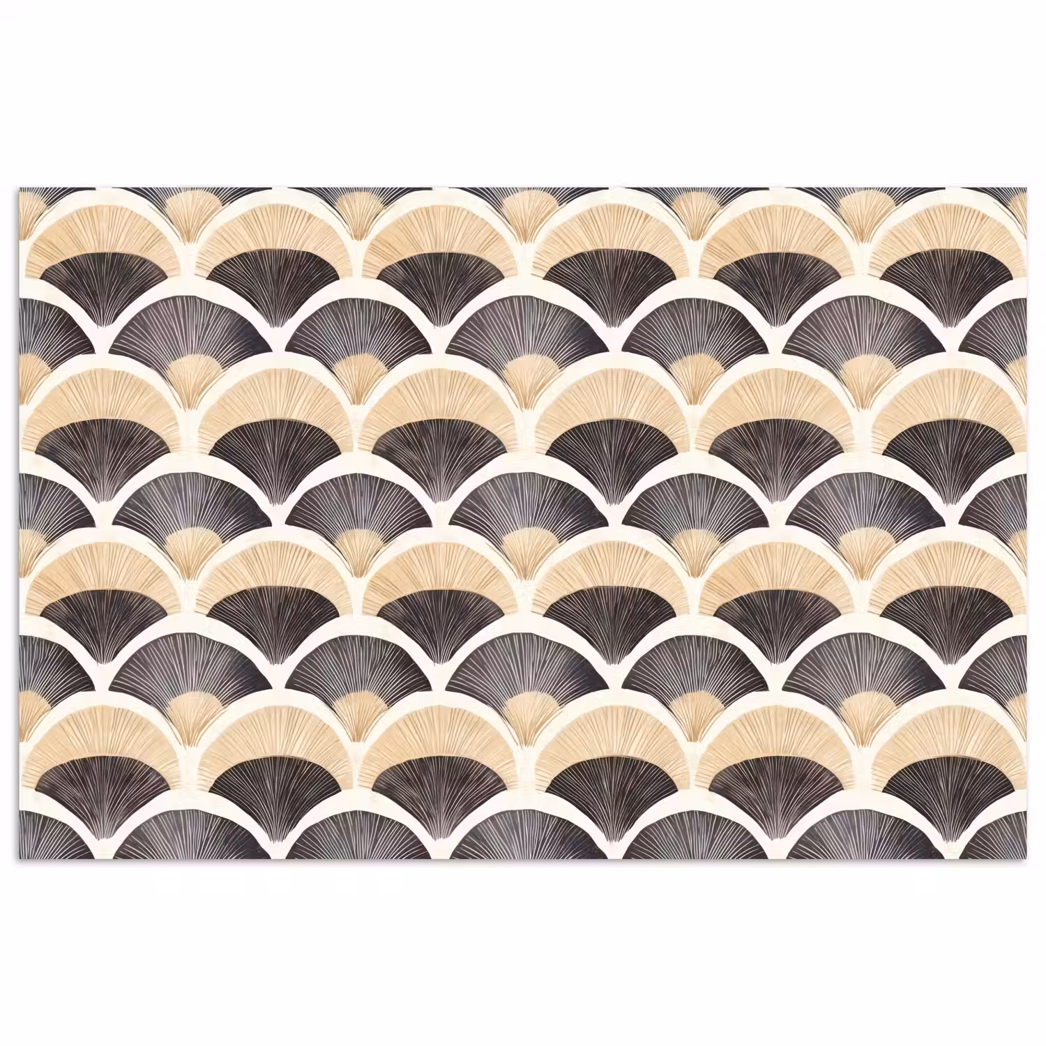 Waaier - Patroon - Zwart - Beige poster papier klein 62 -3d
